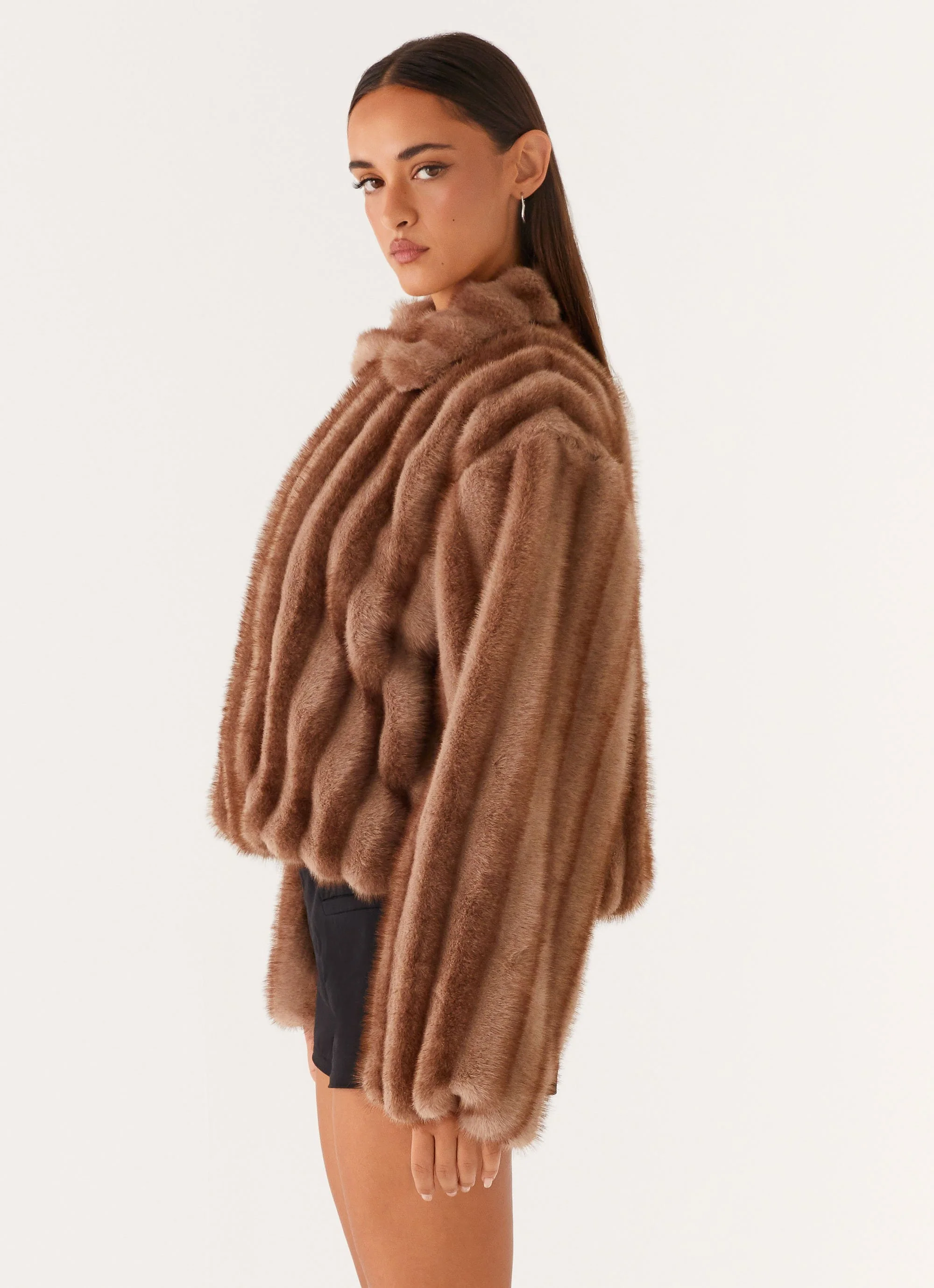 Naylor Faux Fur Jacket - Brown - Image 5