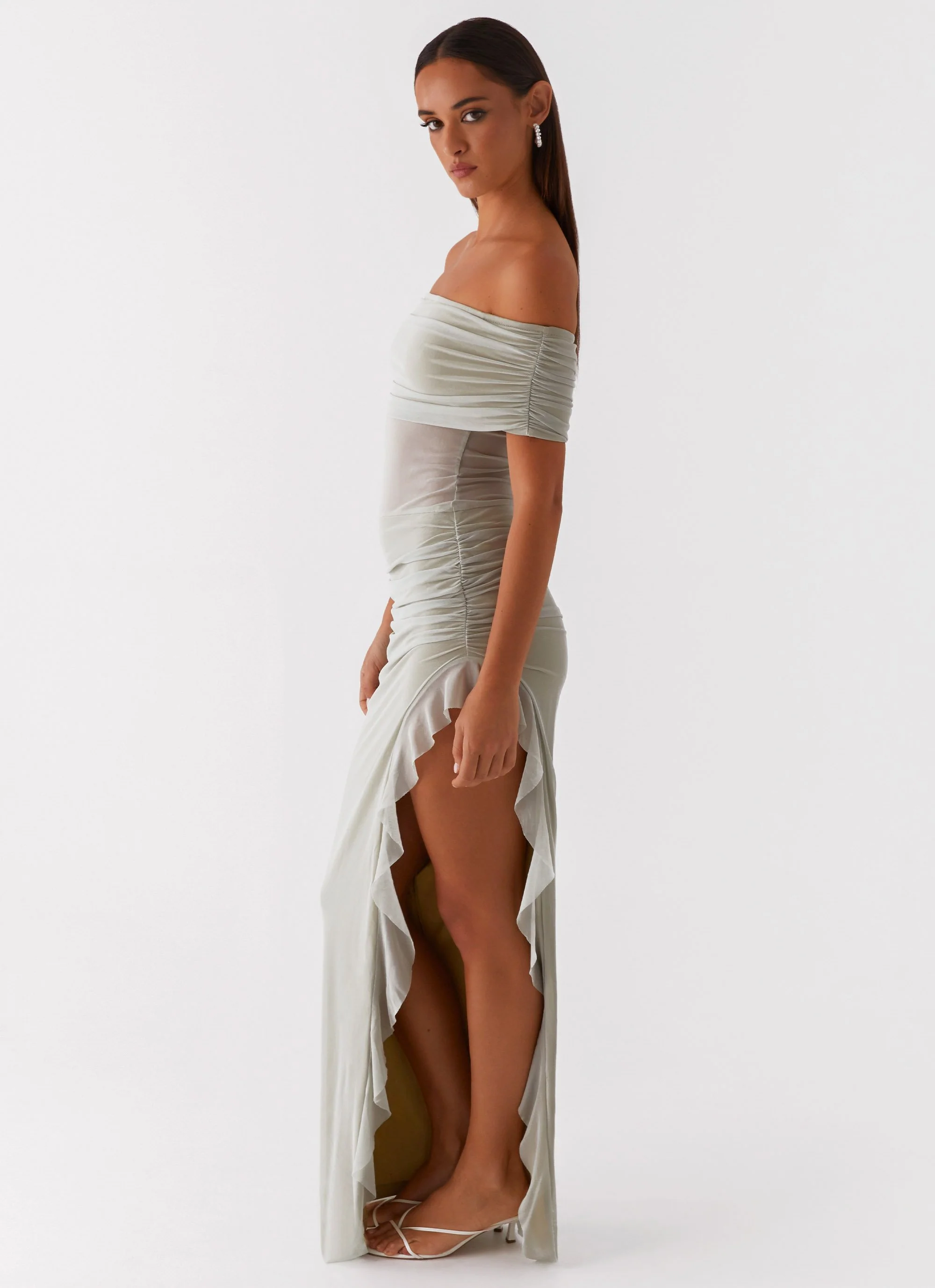 Nelly Off Shoulder Maxi Dress - Pistachio - Image 5