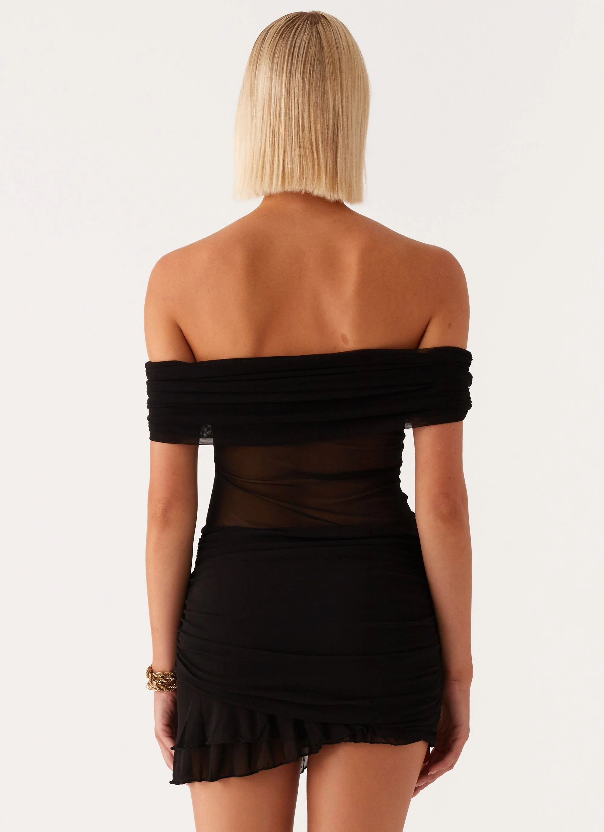 Nelly Off Shoulder Mini Dress - Black - Image 4