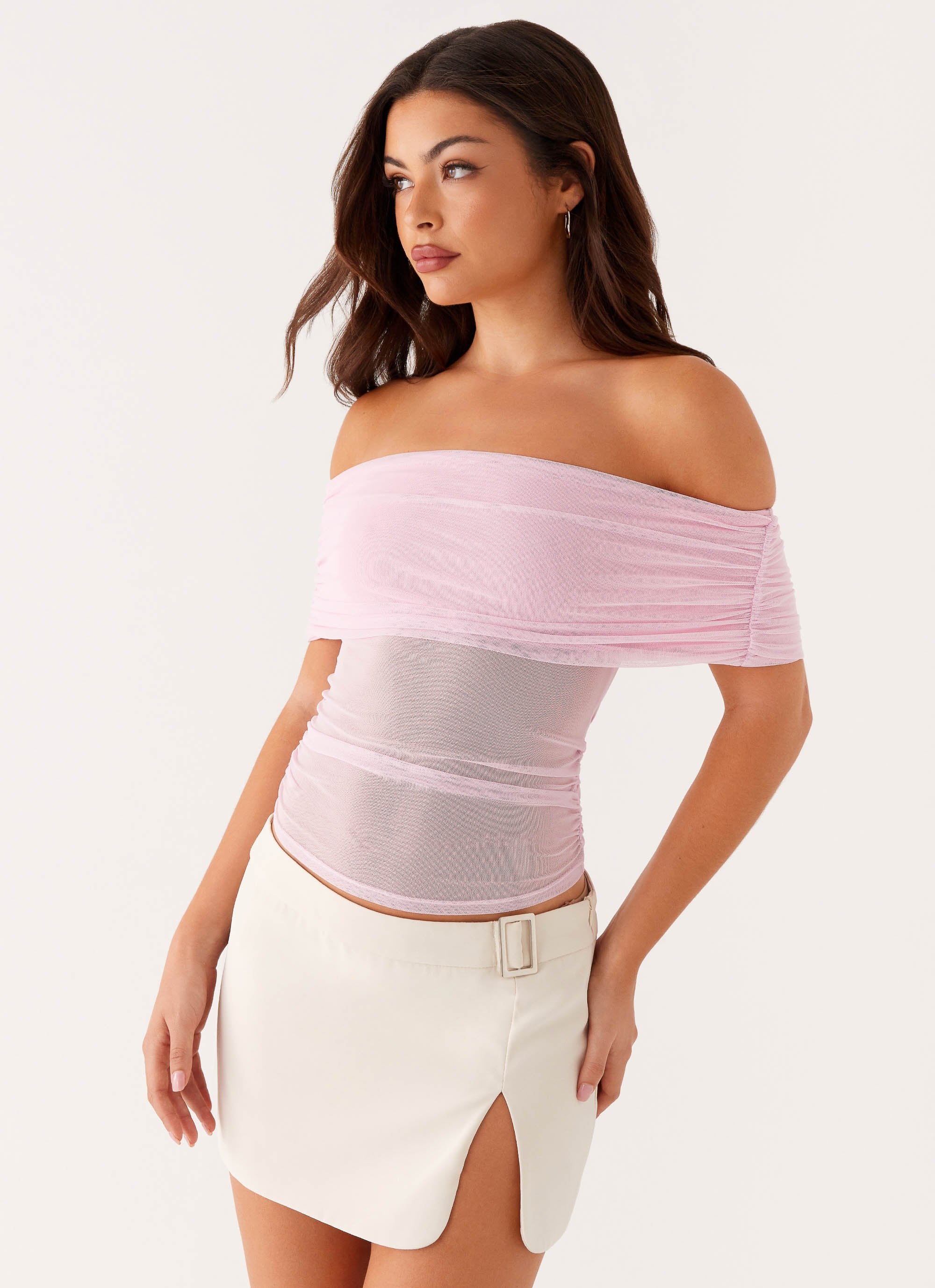 Nelly Off Shoulder Top - Pink - Image 6