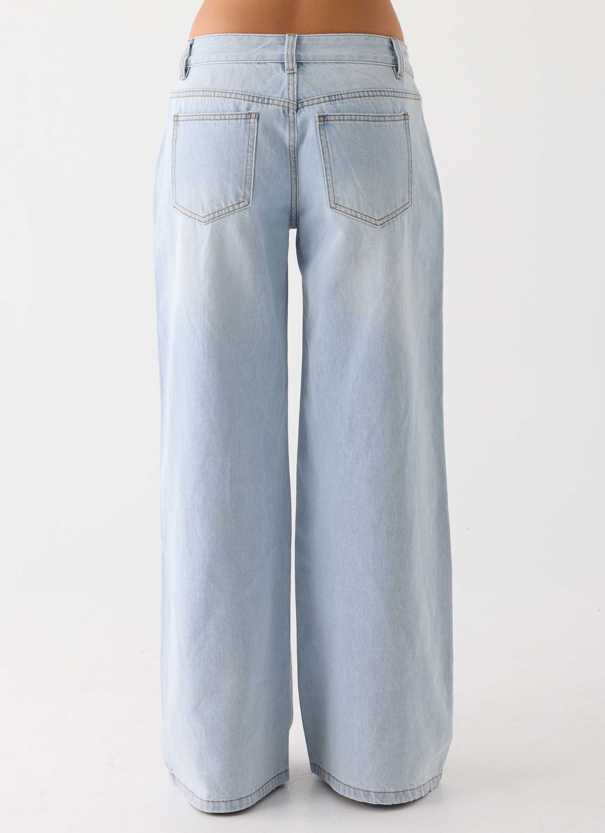 Neo Low Rise Wide Leg Denim Jeans - Light Blue Wash - Image 3
