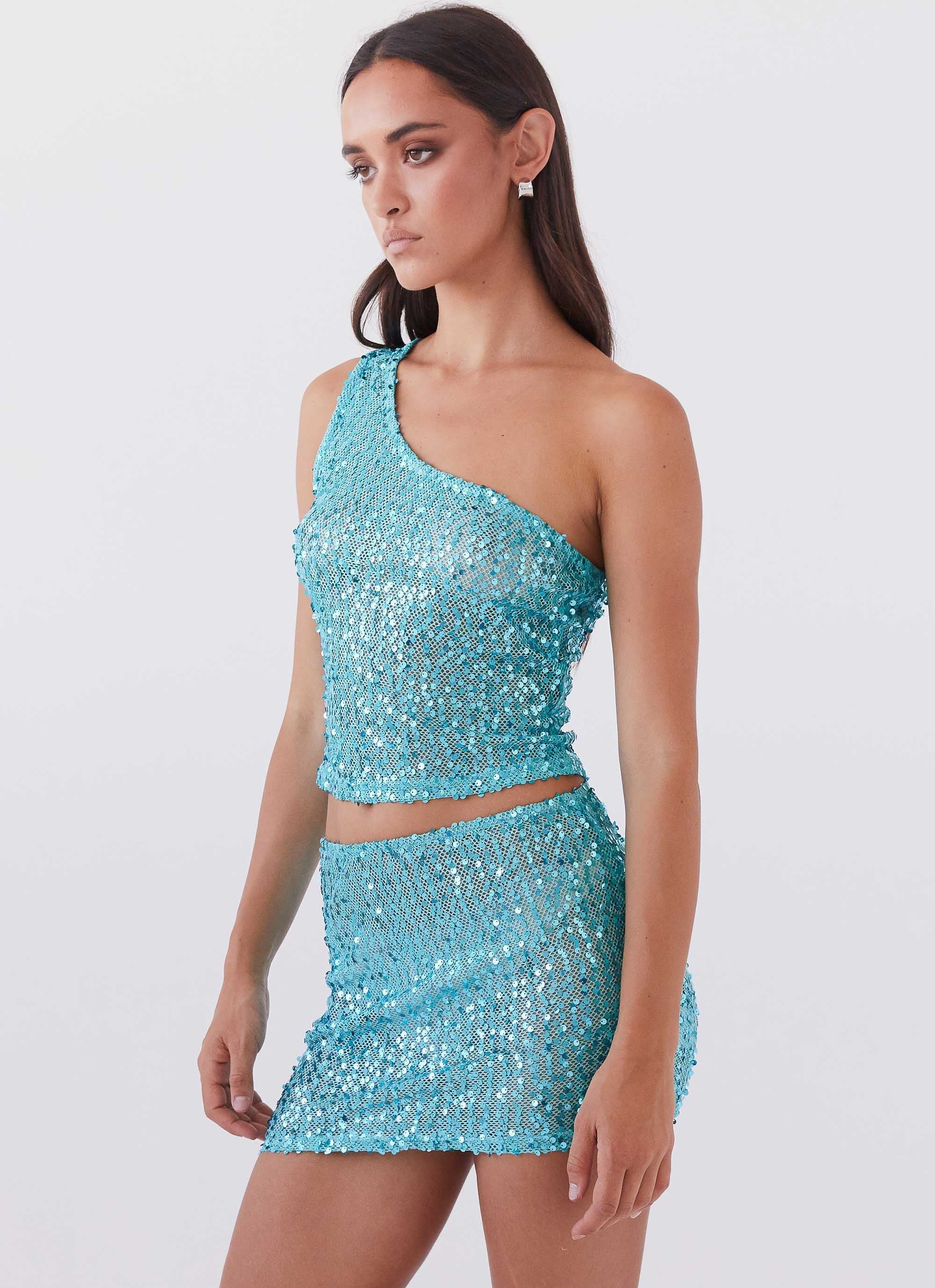 Neon Nights Sequin Mini Skirt - Crystal - Image 5