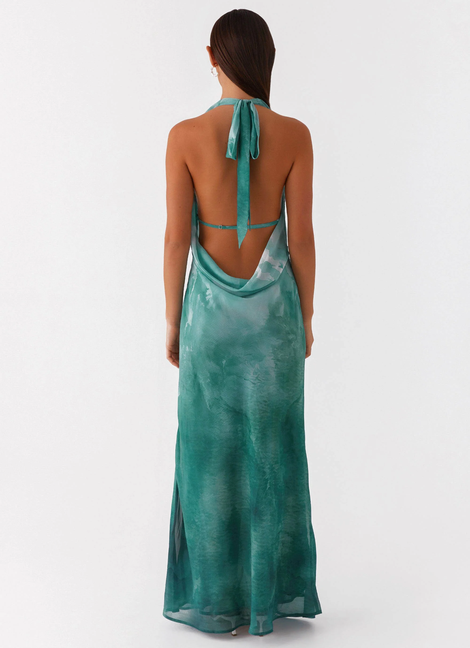 Nerissa Cowl Neck Maxi Dress - Green Tie Dye - Image 2