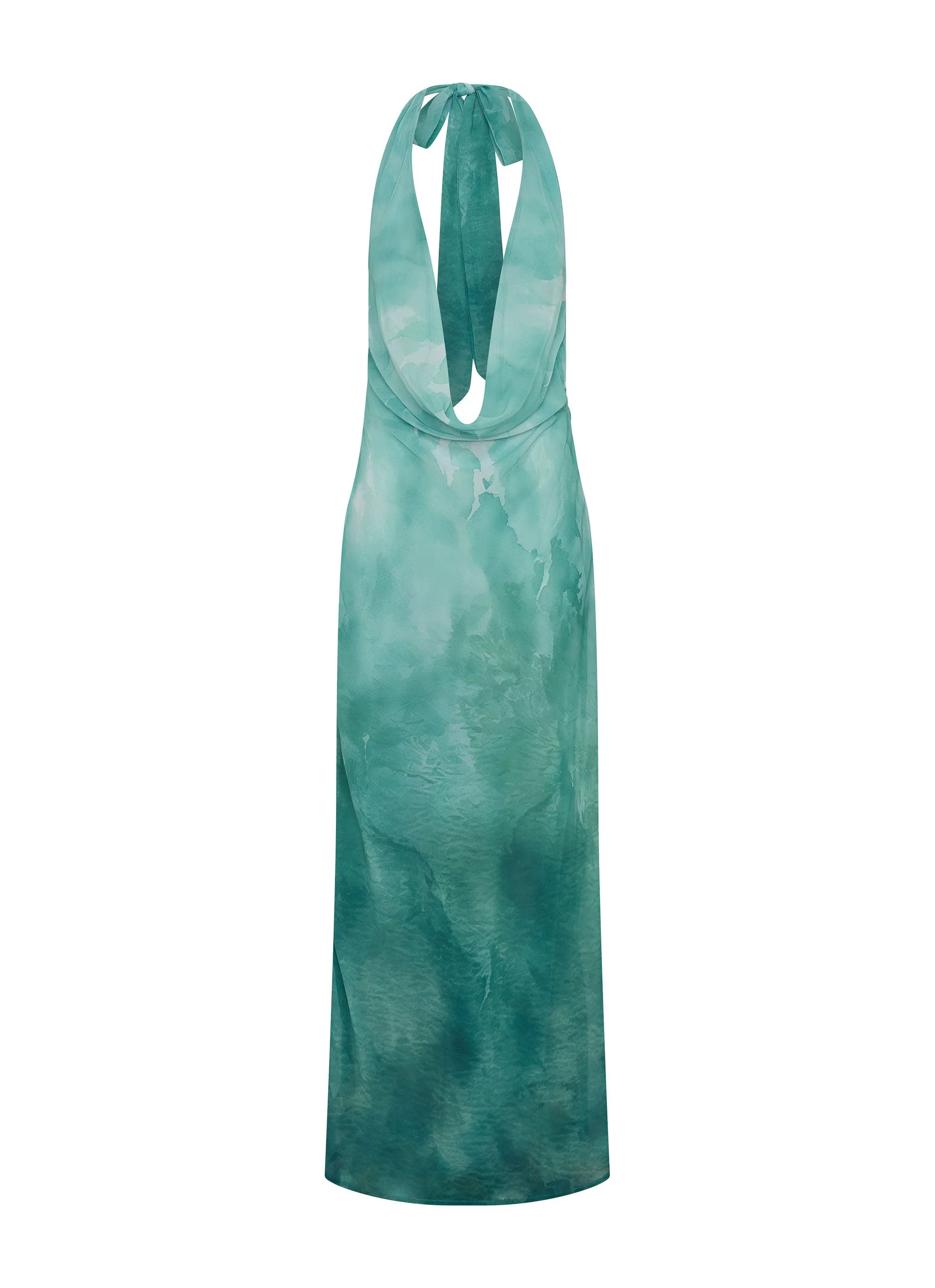 Nerissa Cowl Neck Maxi Dress - Green Tie Dye - Image 3