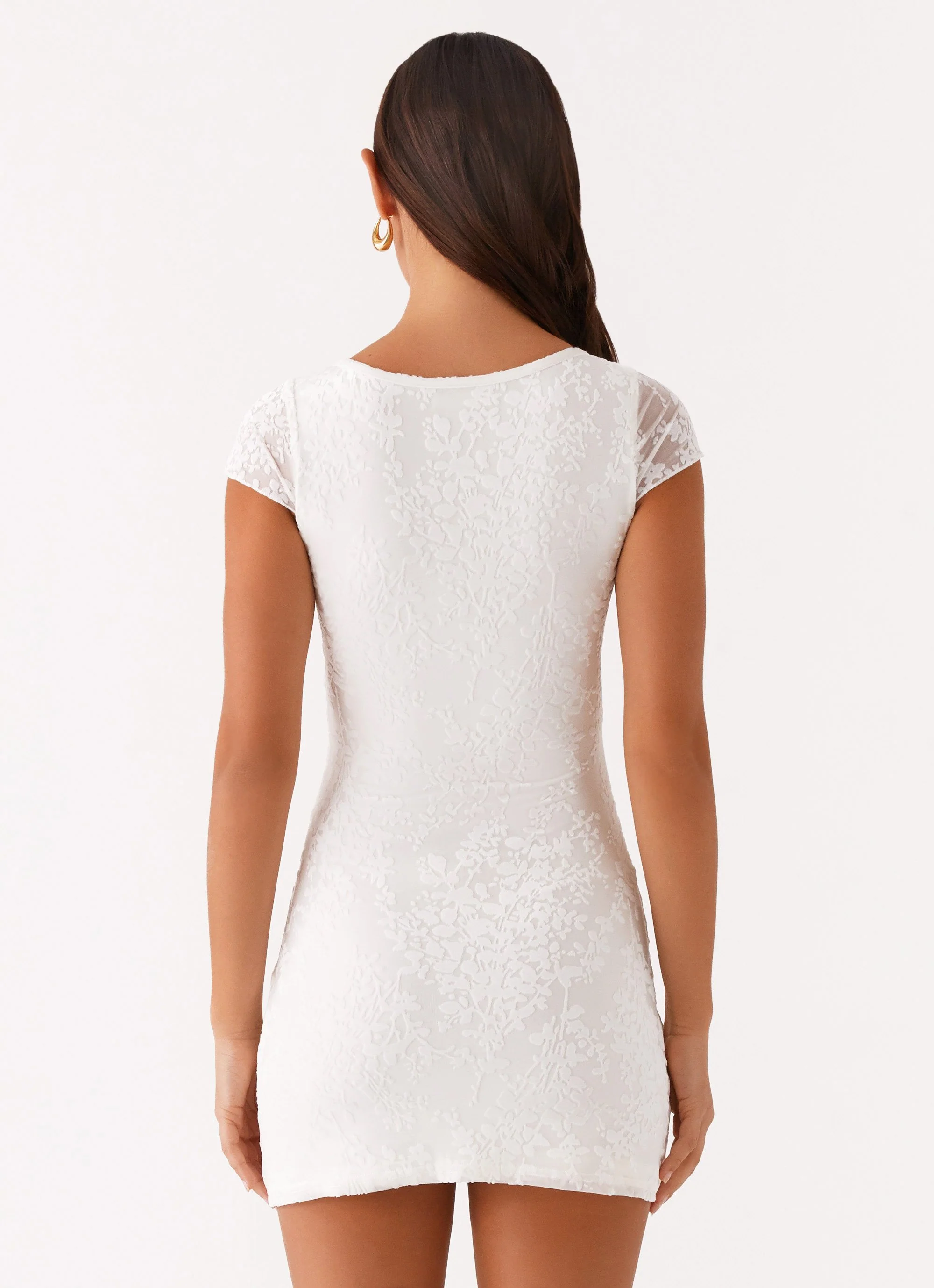 Nessa Mesh Mini Dress - White - Image 4