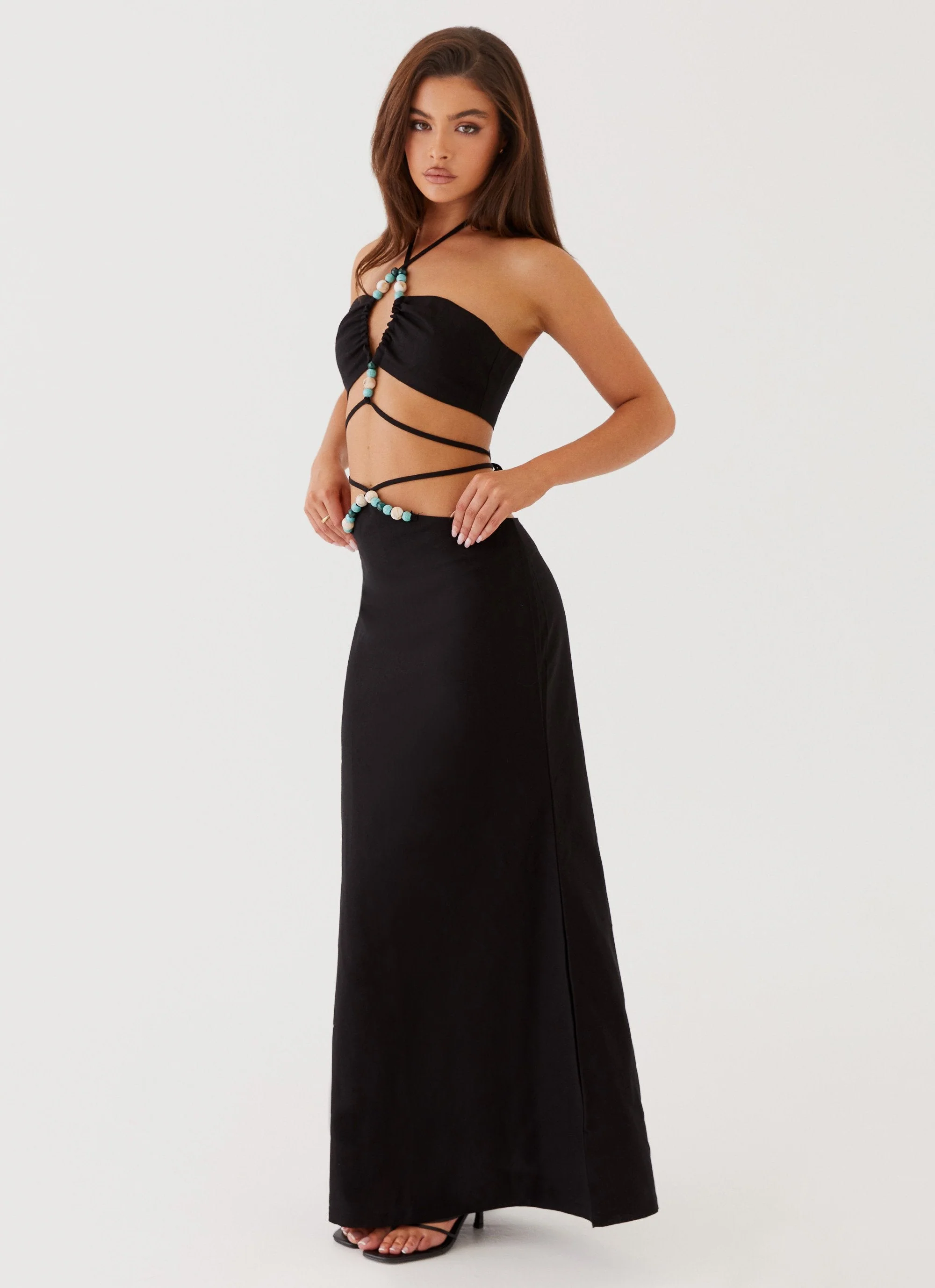 Neveah Beaded Maxi Skirt - Black - Image 3