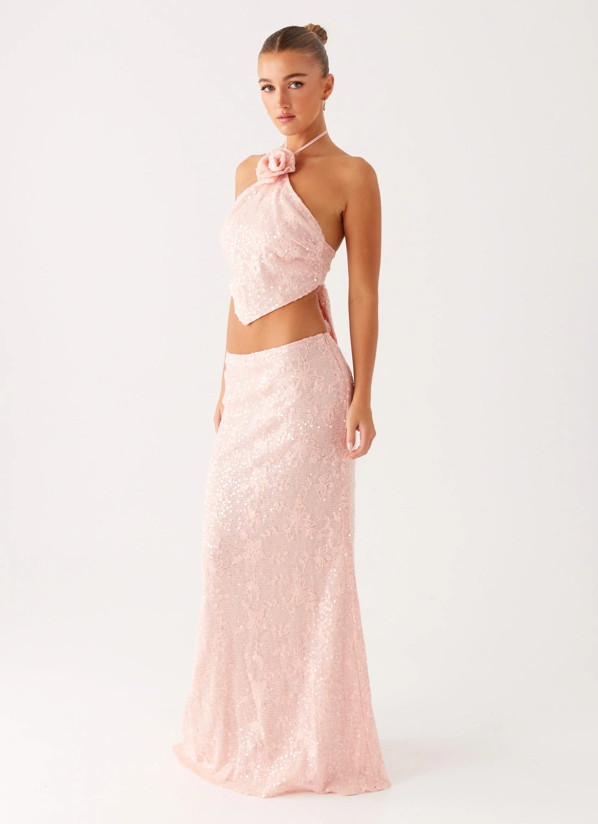 Nico Sequin Maxi Skirt - Pink - Image 2