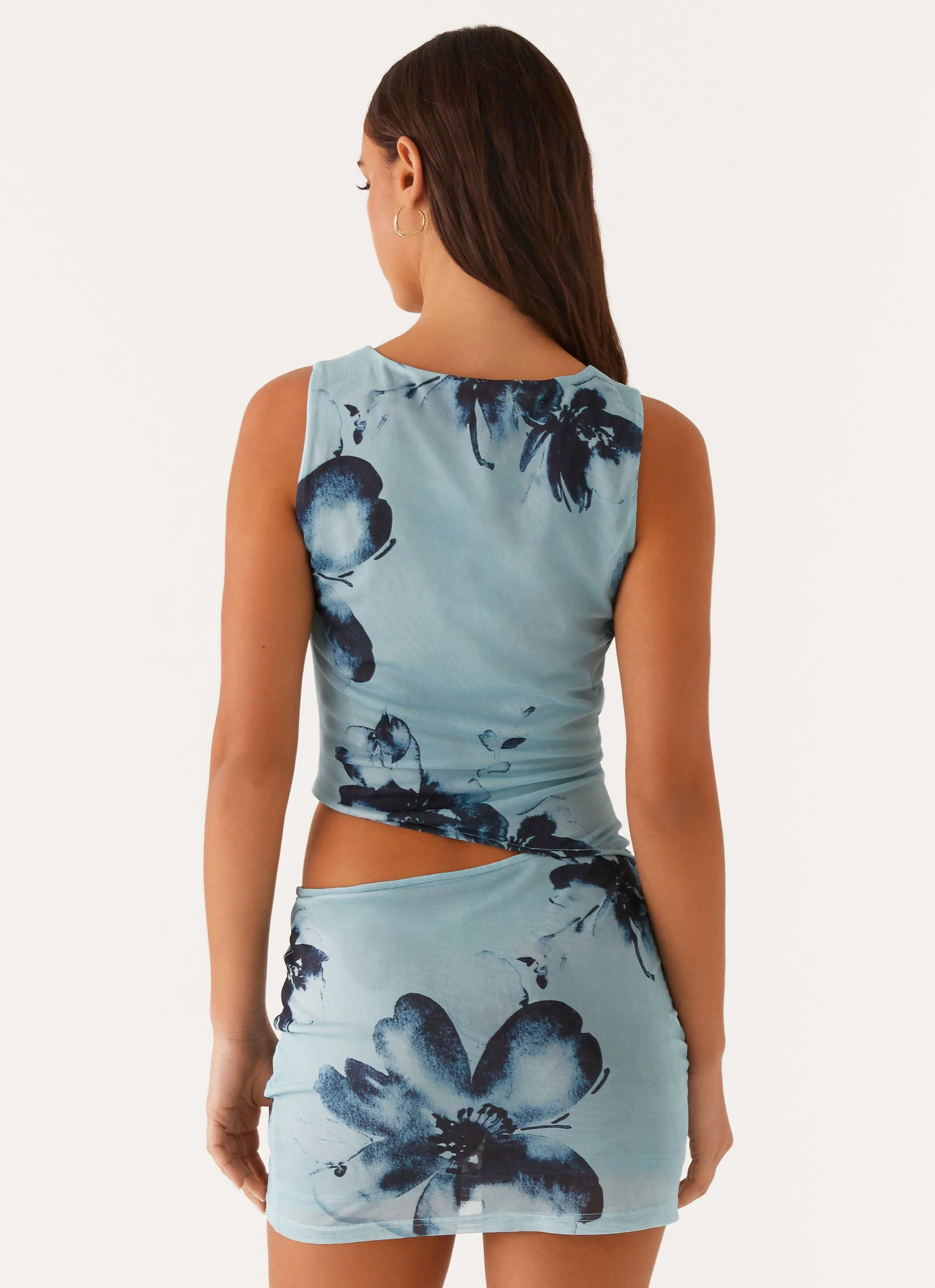 Nicola Mini Dress - Blue Black Floral - Image 4
