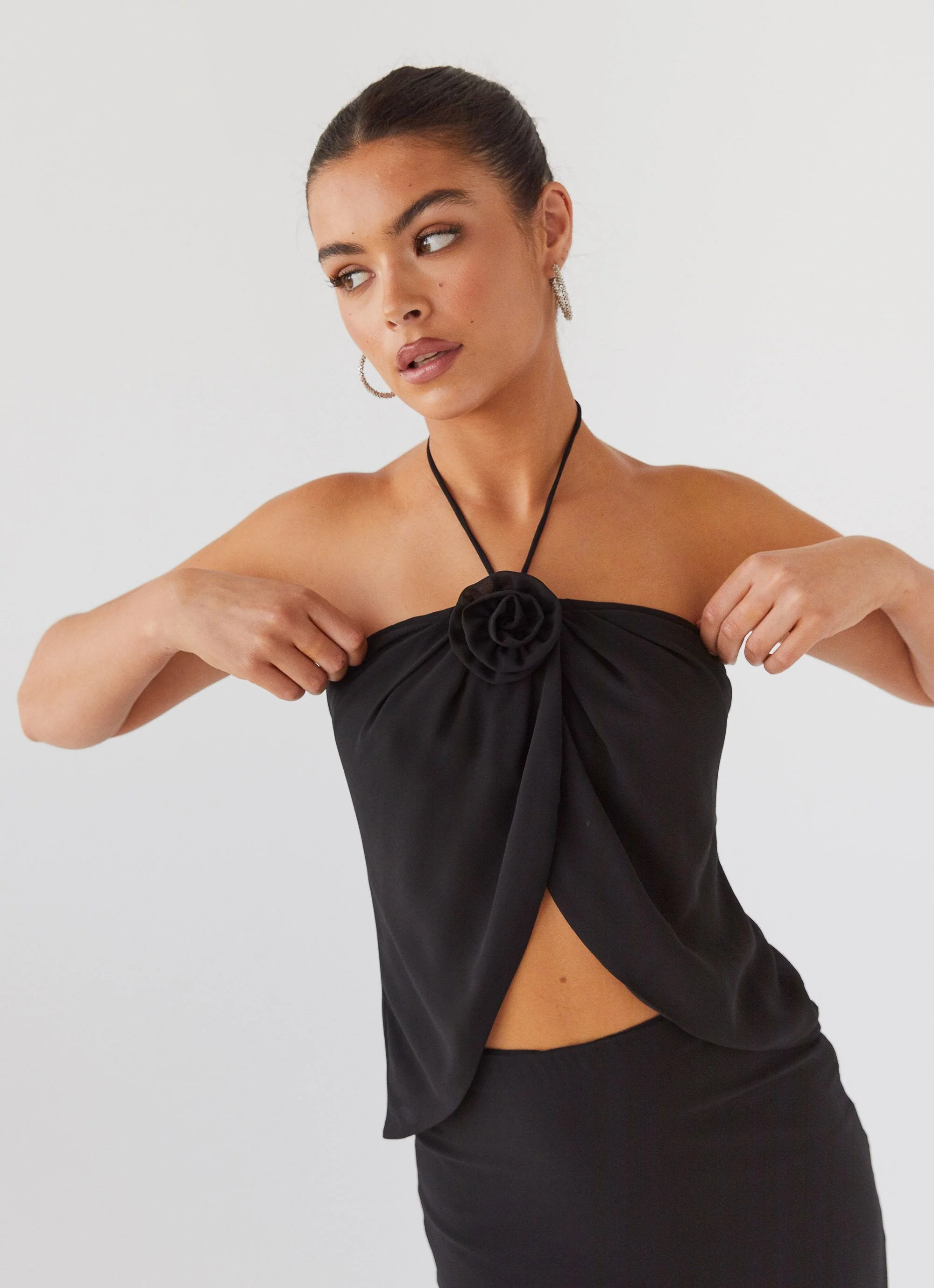 Nightfall Rose Tie Top - Midnight - Image 5
