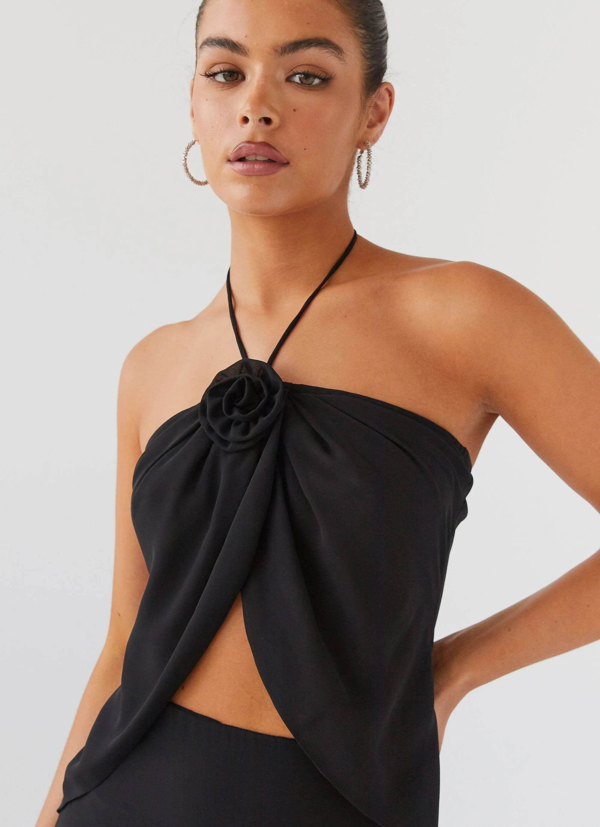 Nightfall Rose Tie Top - Midnight - Image 6