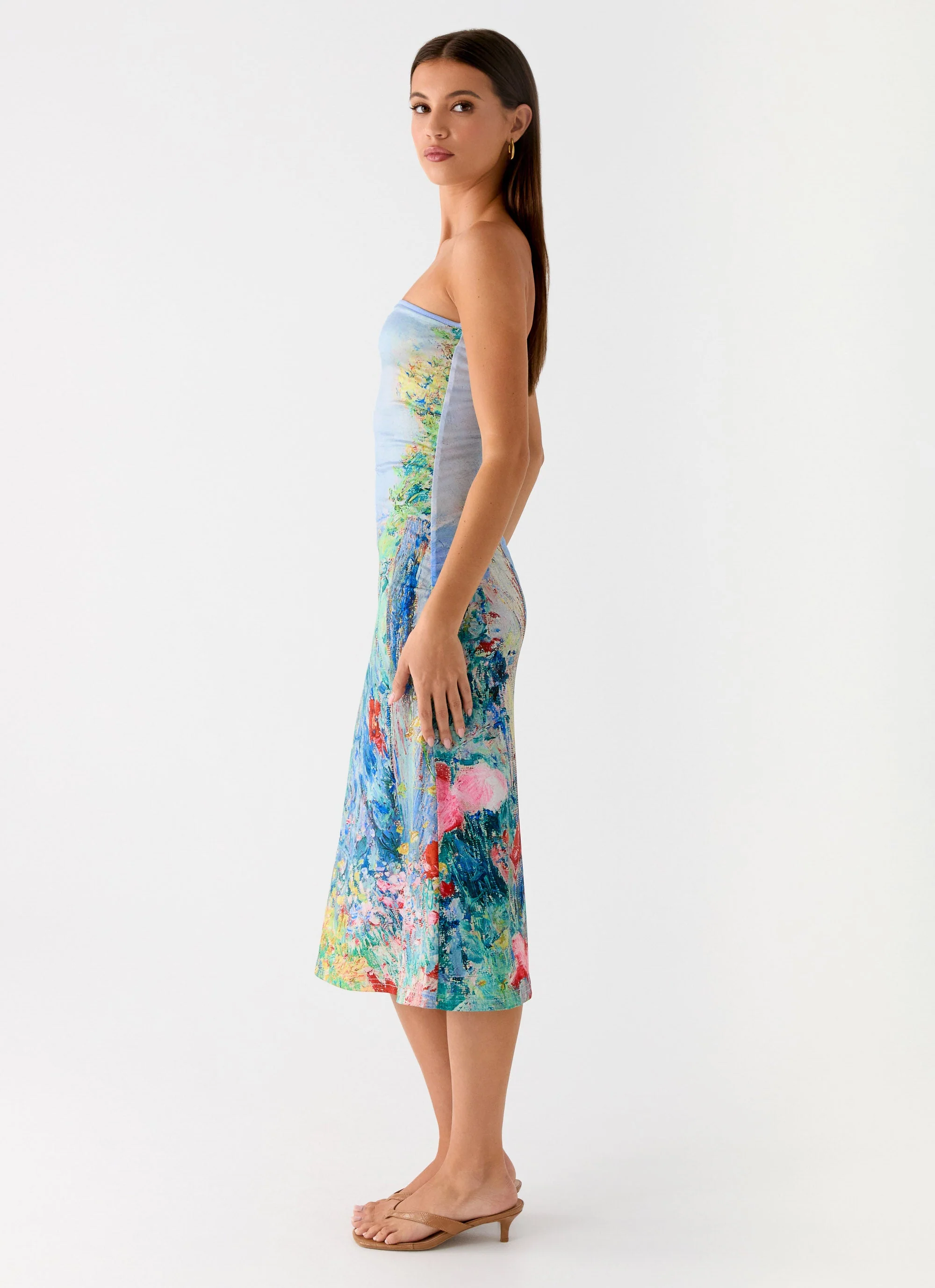 Niko Strapless Midi Dress - Spring Garden - Image 2
