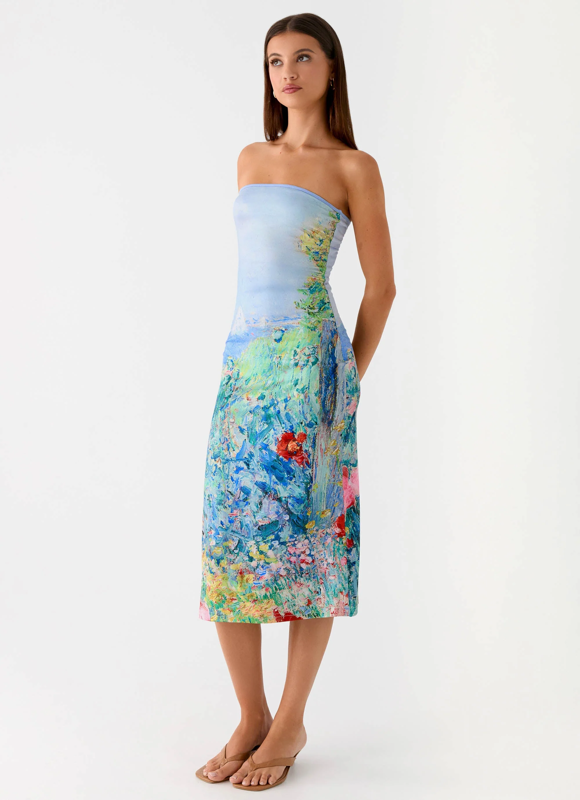 Niko Strapless Midi Dress - Spring Garden - Image 6