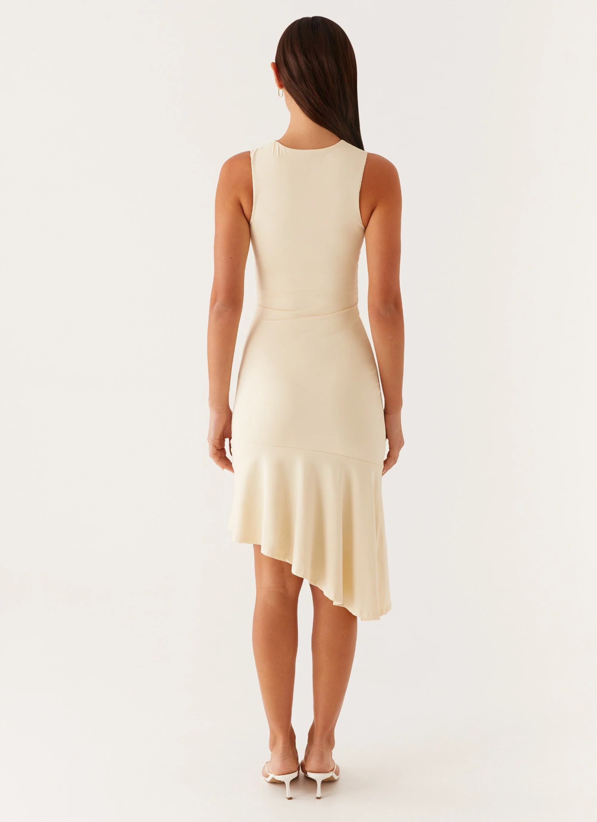 Niya Ruched Midi Dress - Pastel Yellow - Image 4