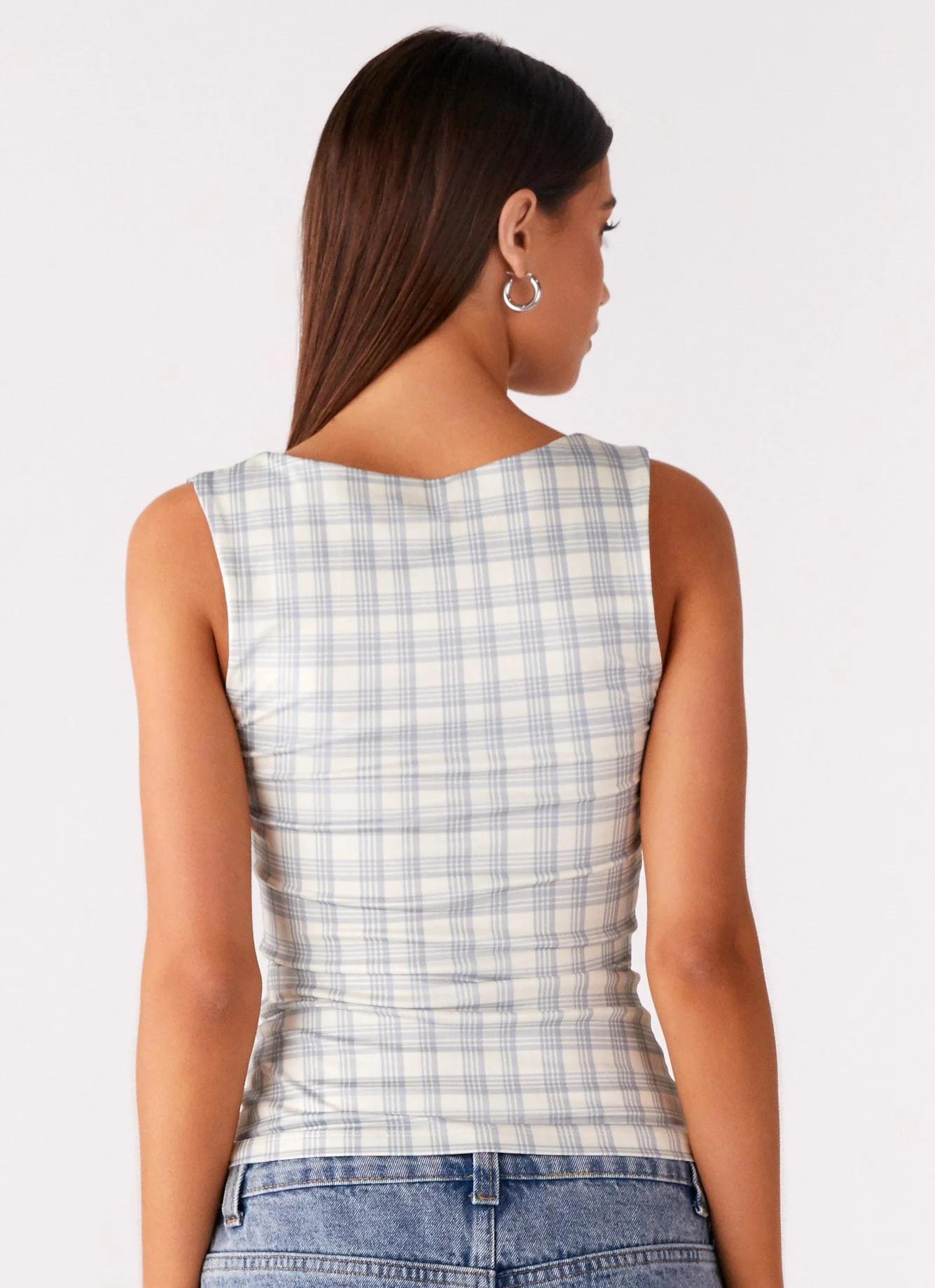 No Drama Strap Top - Grey Check - Image 3