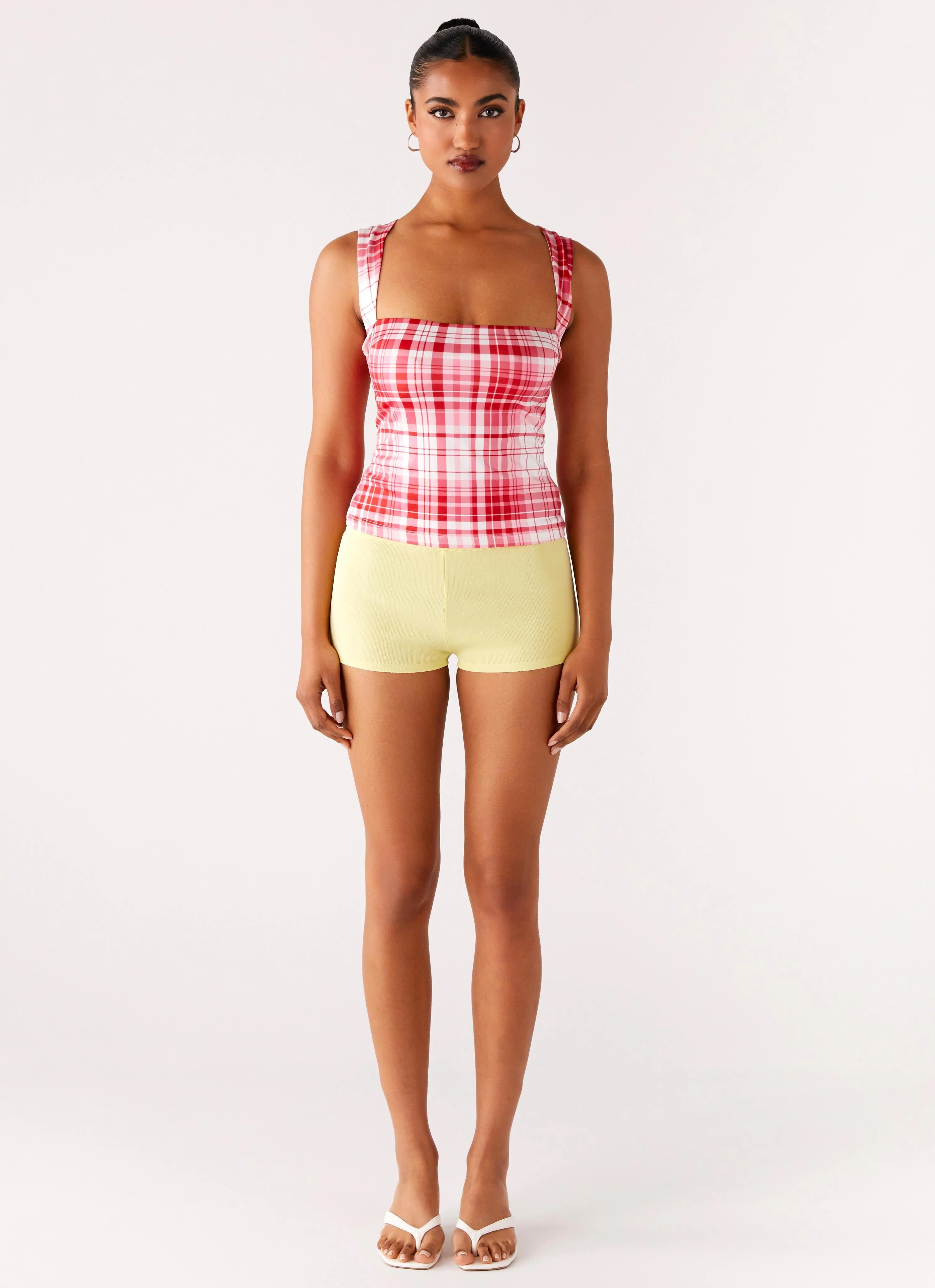 No Drama Strap Top - Pink Check - Image 4
