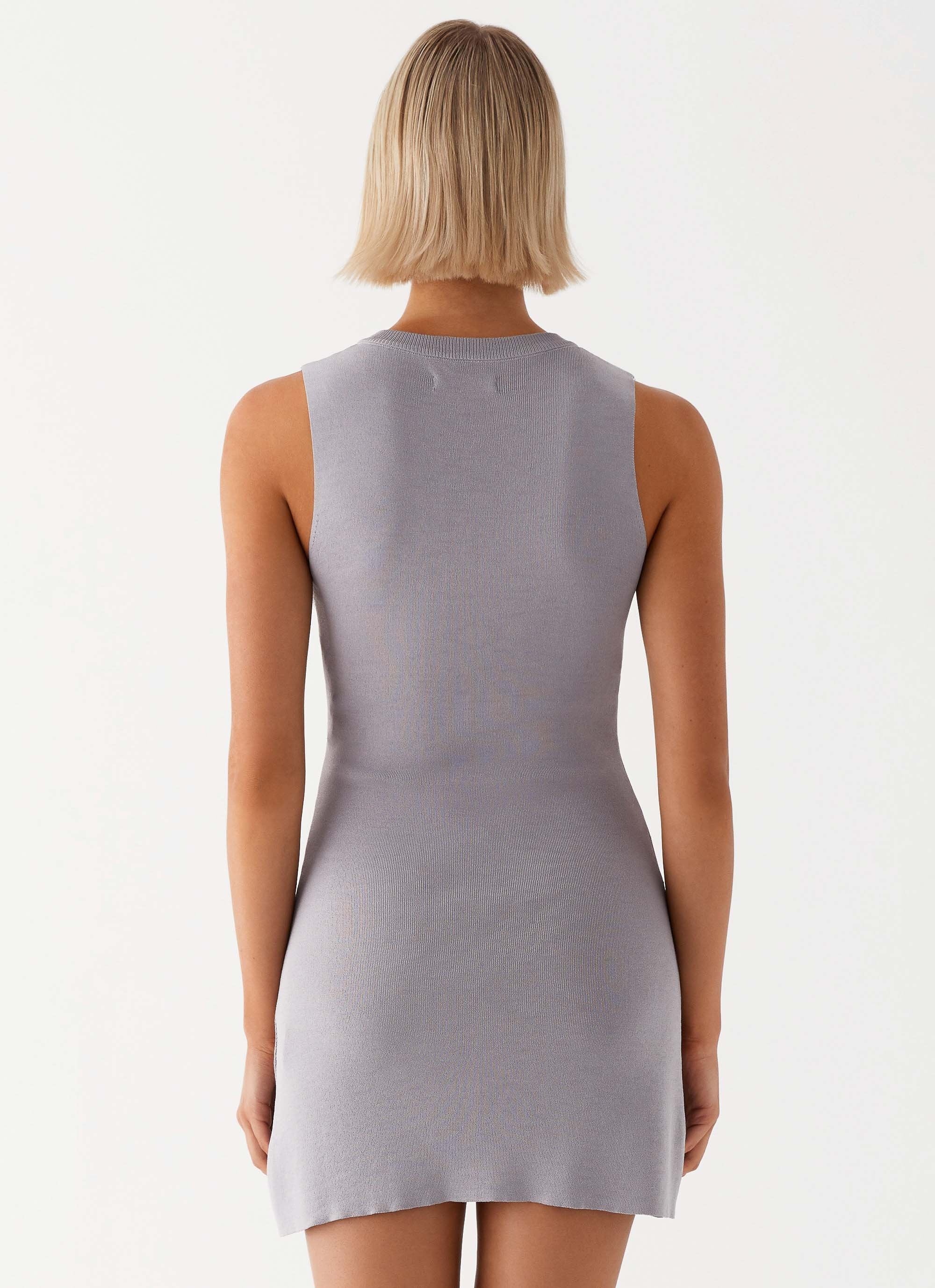 Not One Time Knit Mini Dress - Grey - Image 4