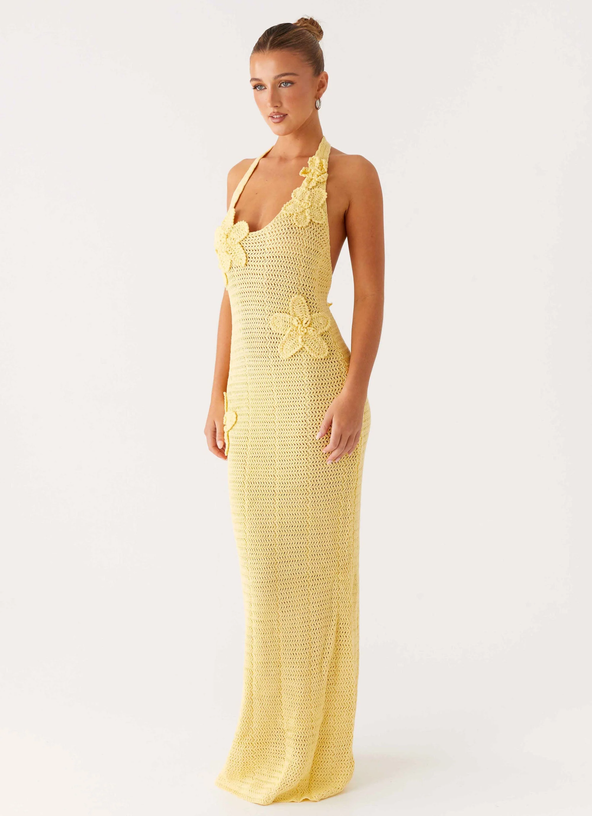 Novalee Flower Crochet Maxi Dress - Yellow - Image 2