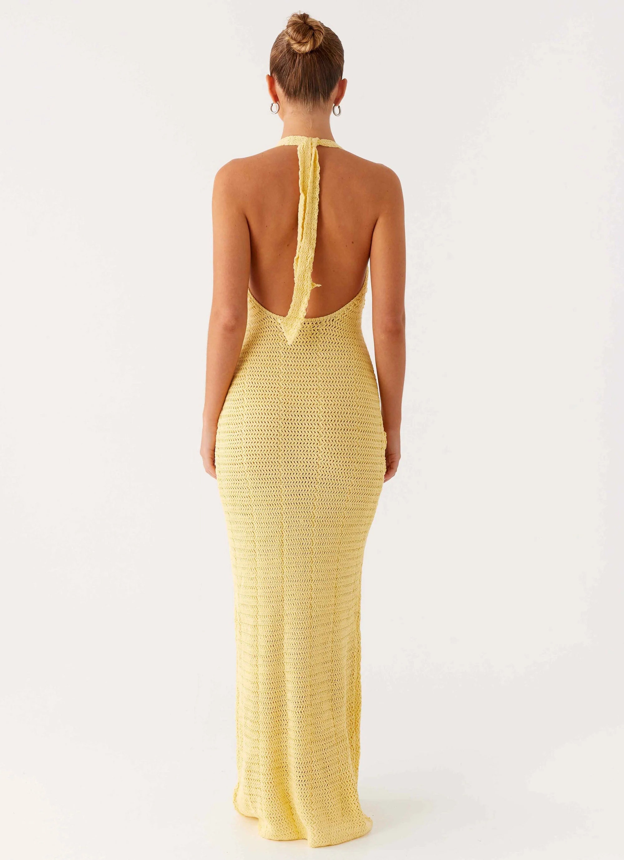 Novalee Flower Crochet Maxi Dress - Yellow - Image 3