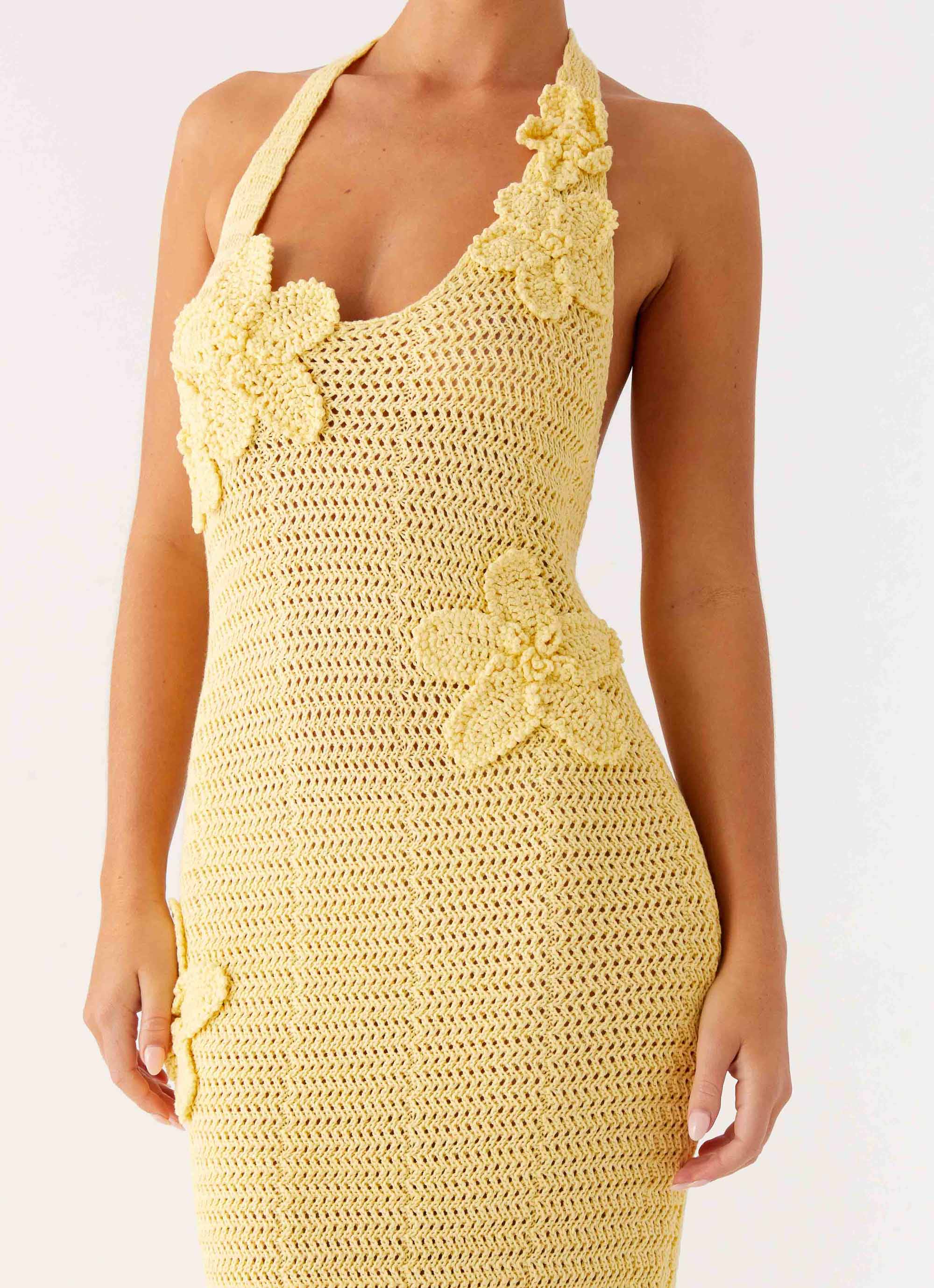 Novalee Flower Crochet Maxi Dress - Yellow - Image 4