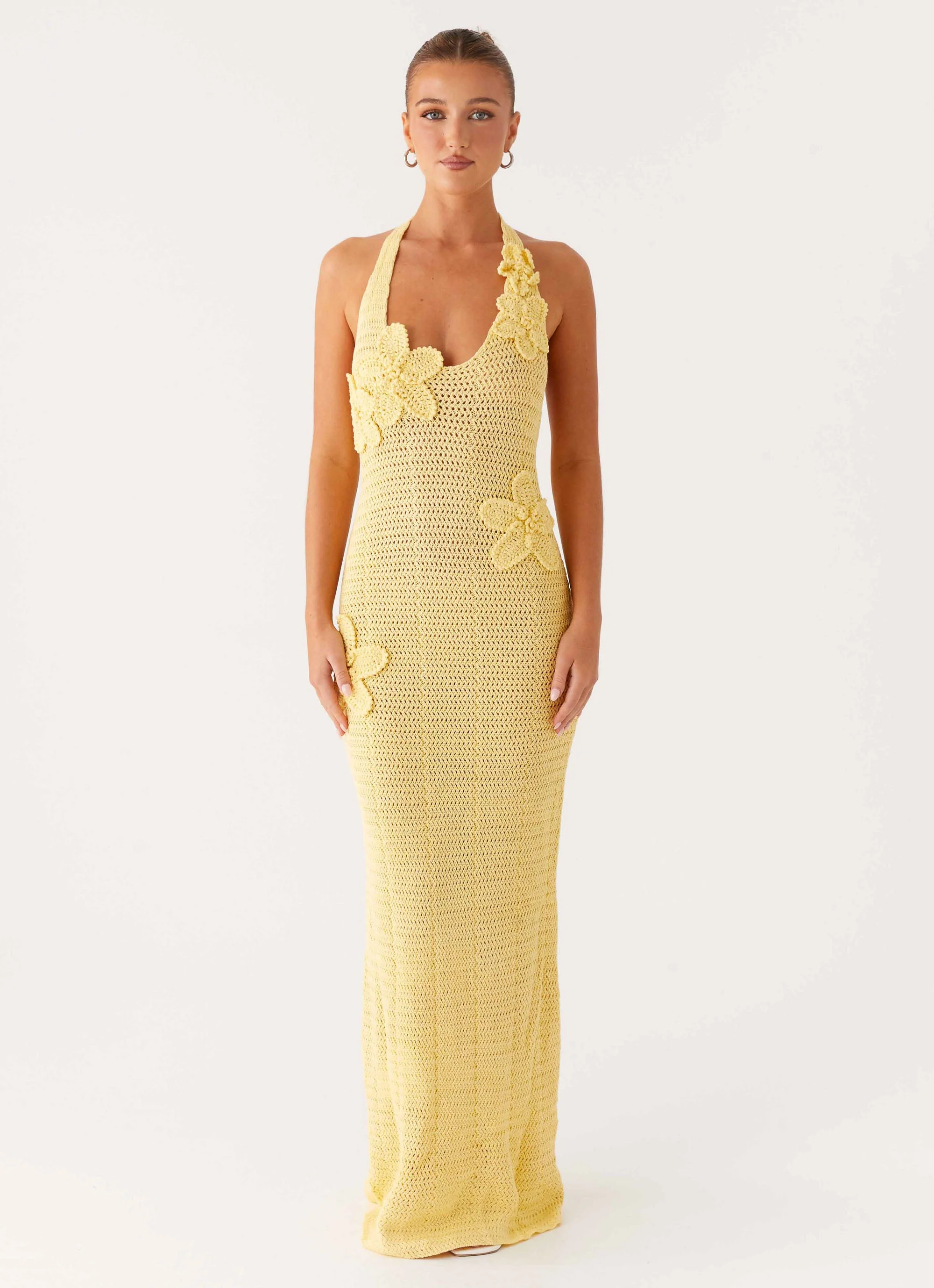 Novalee Flower Crochet Maxi Dress - Yellow - Image 5