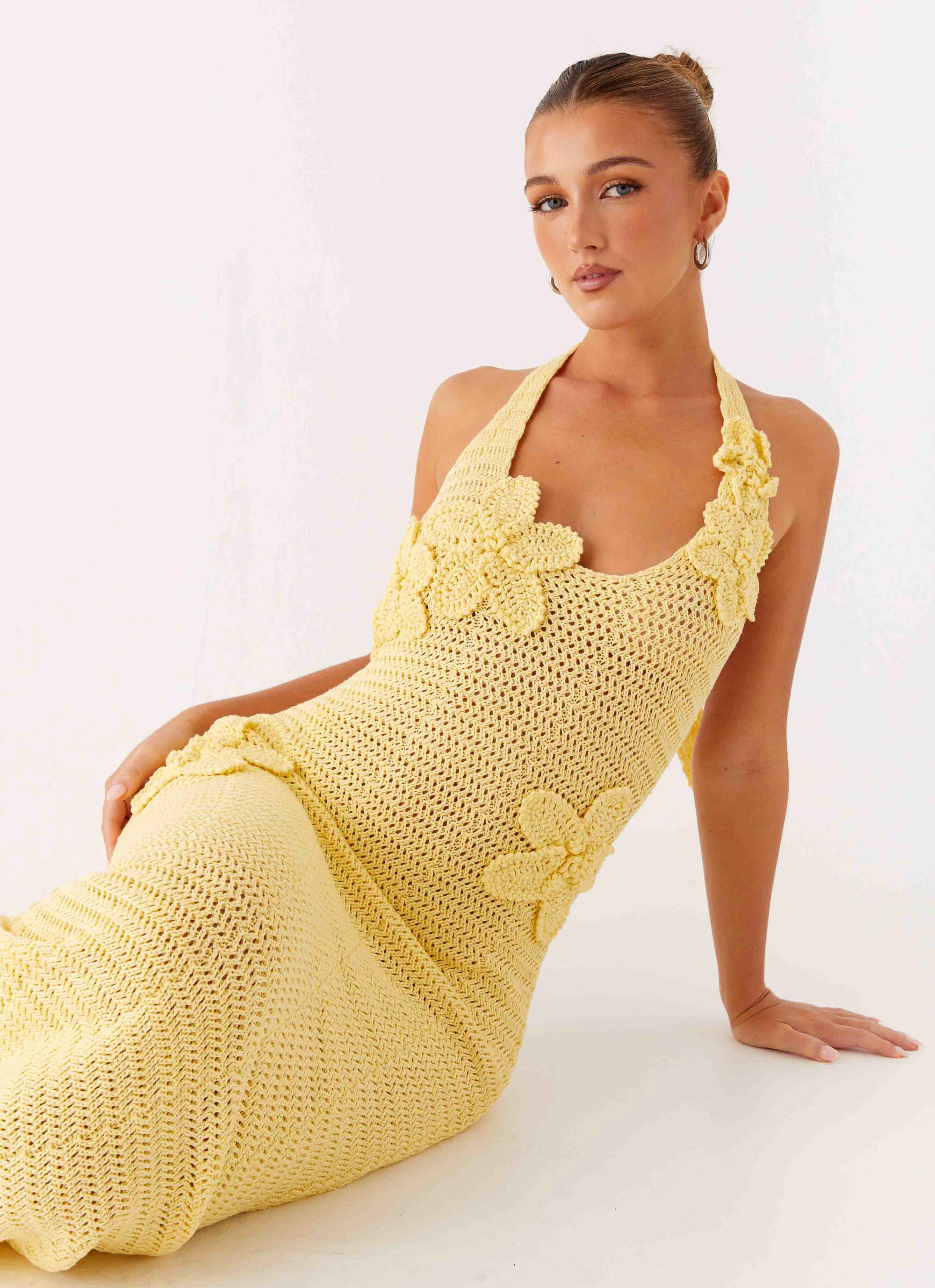Novalee Flower Crochet Maxi Dress - Yellow - Image 6