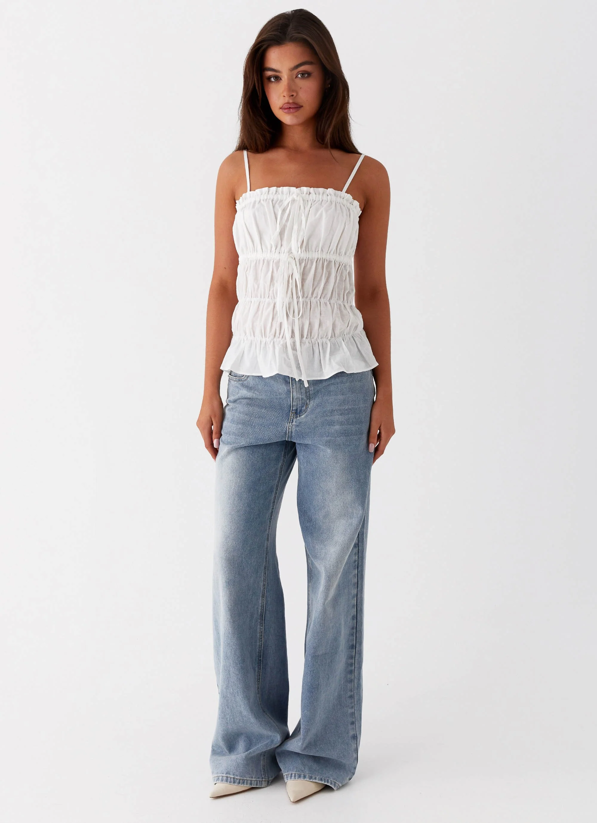 Novelle Ruched Top - White - Image 2