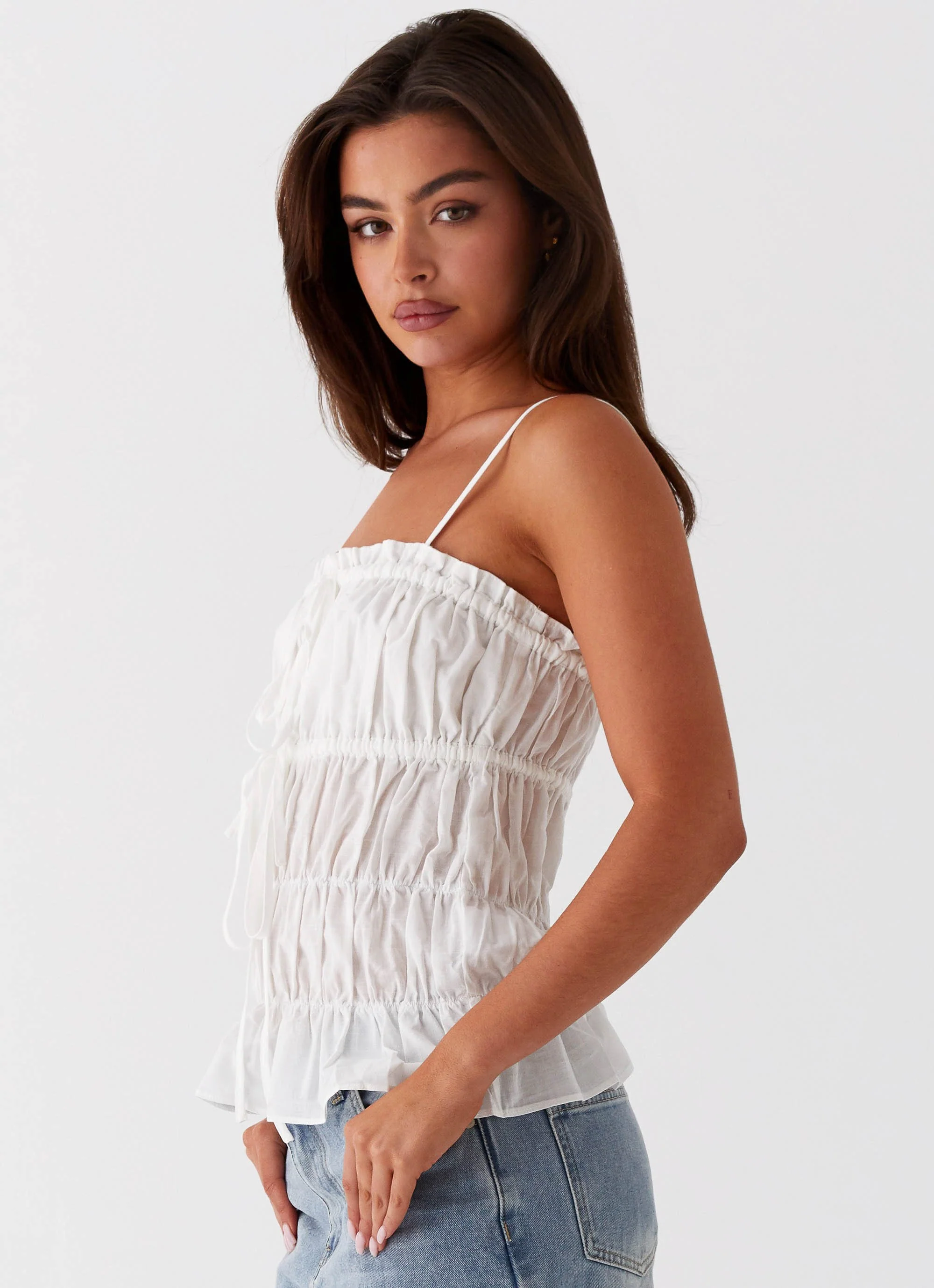 Novelle Ruched Top - White - Image 3