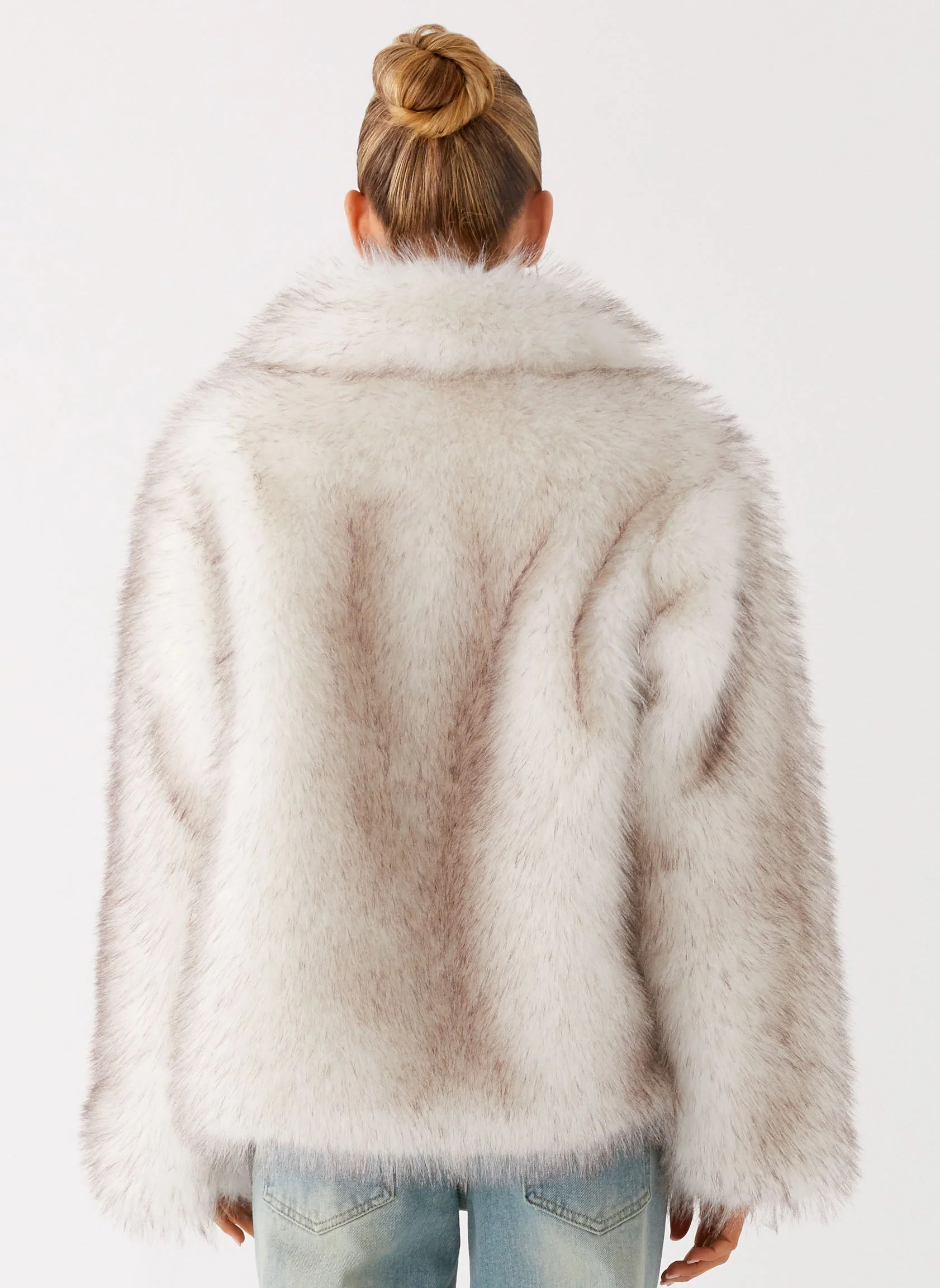 Novera Faux Fur Jacket - White Grey - Image 5