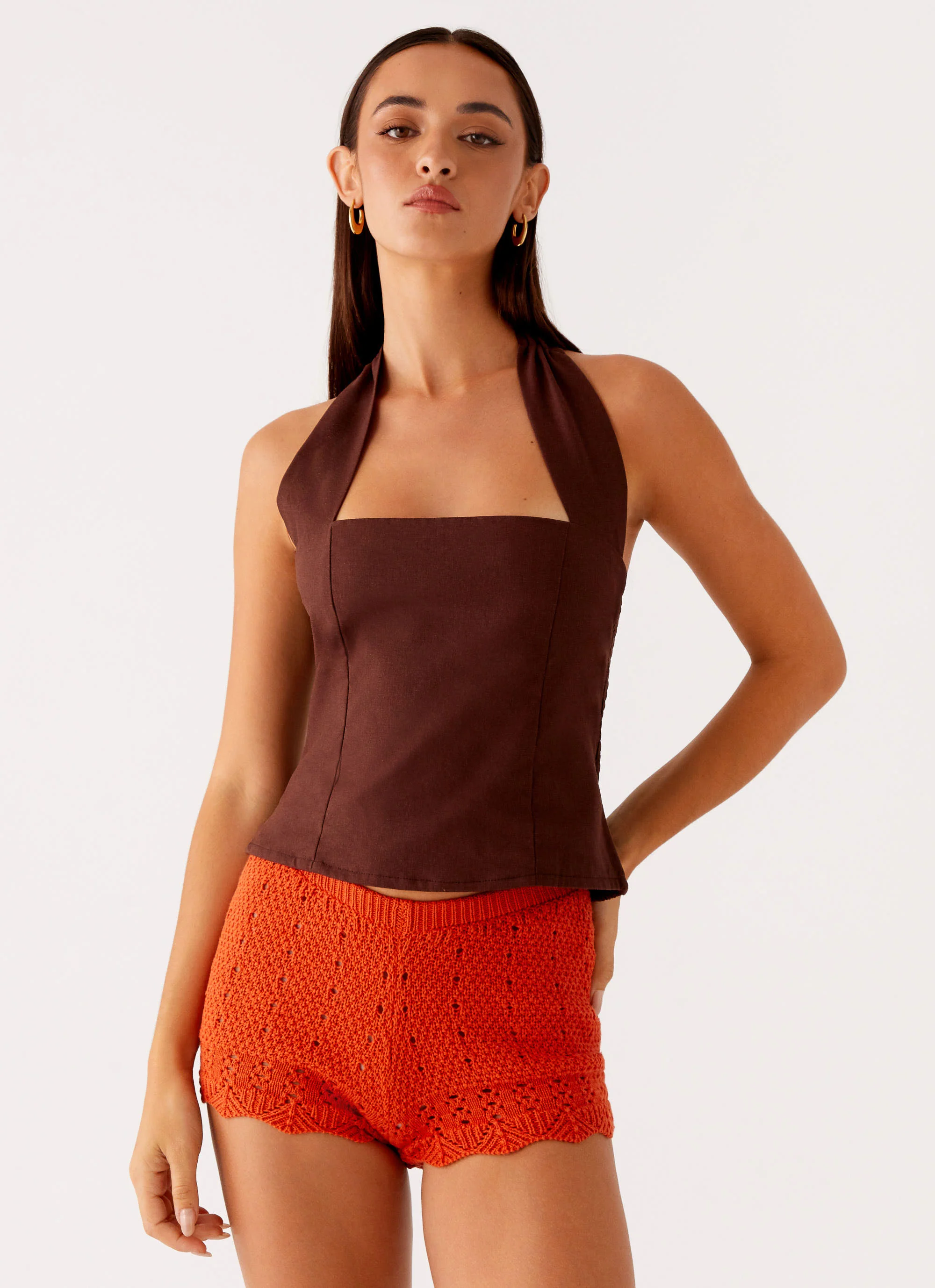 Oakley Low Rise Mini Shorts - Orange - Image 4