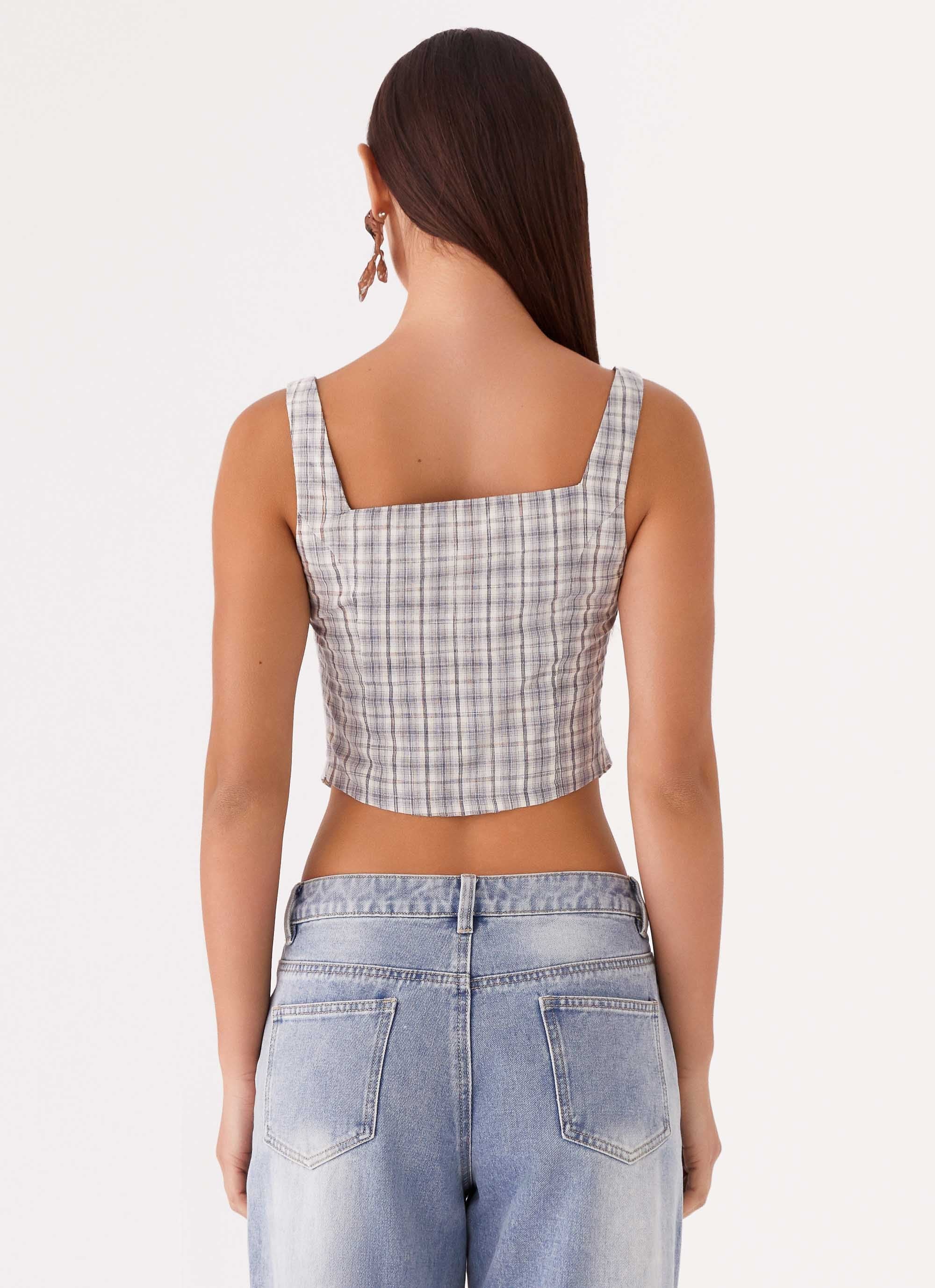 Oasis Dreams Tie Top - Check - Image 4