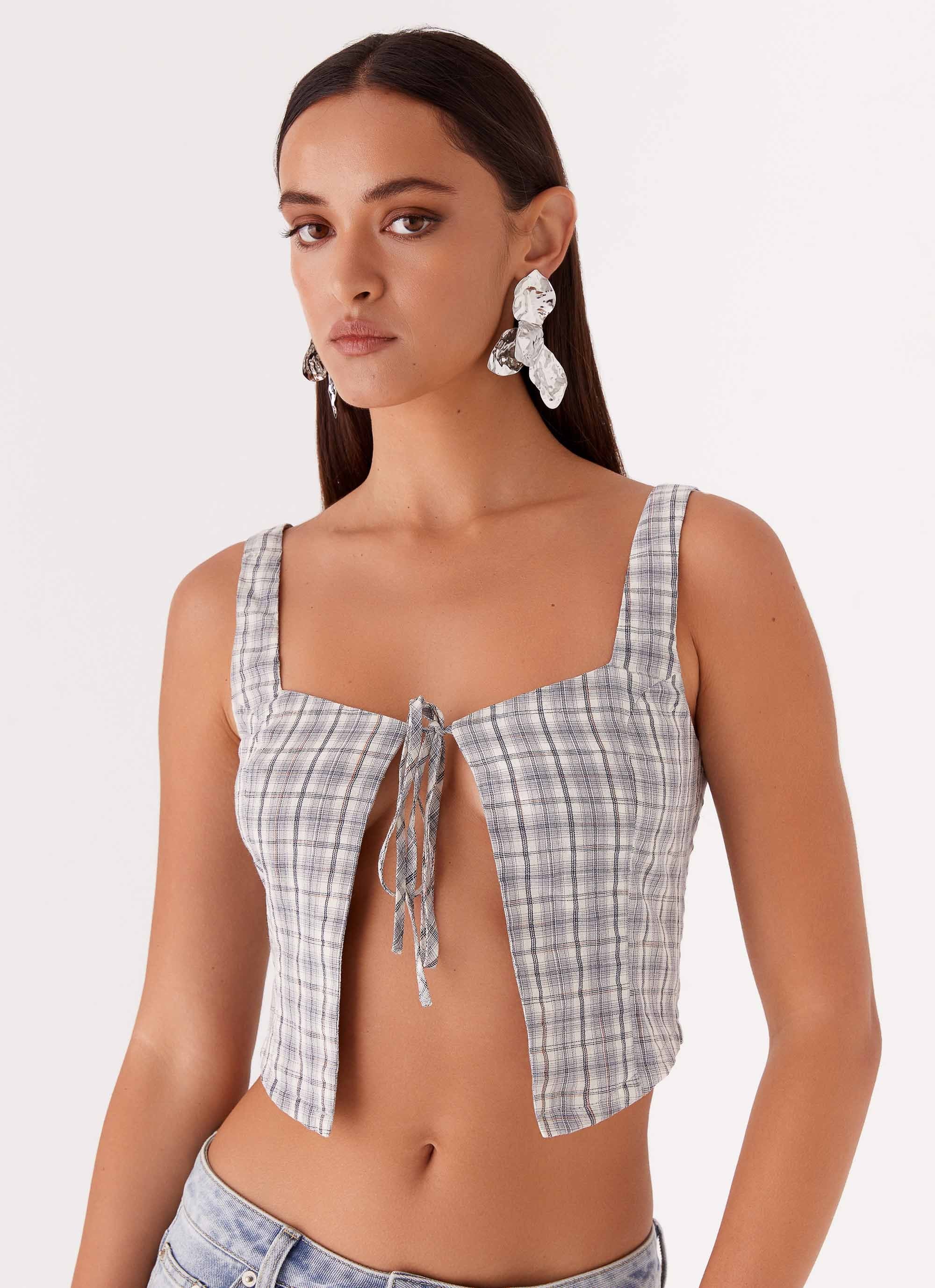 Oasis Dreams Tie Top - Check - Image 5