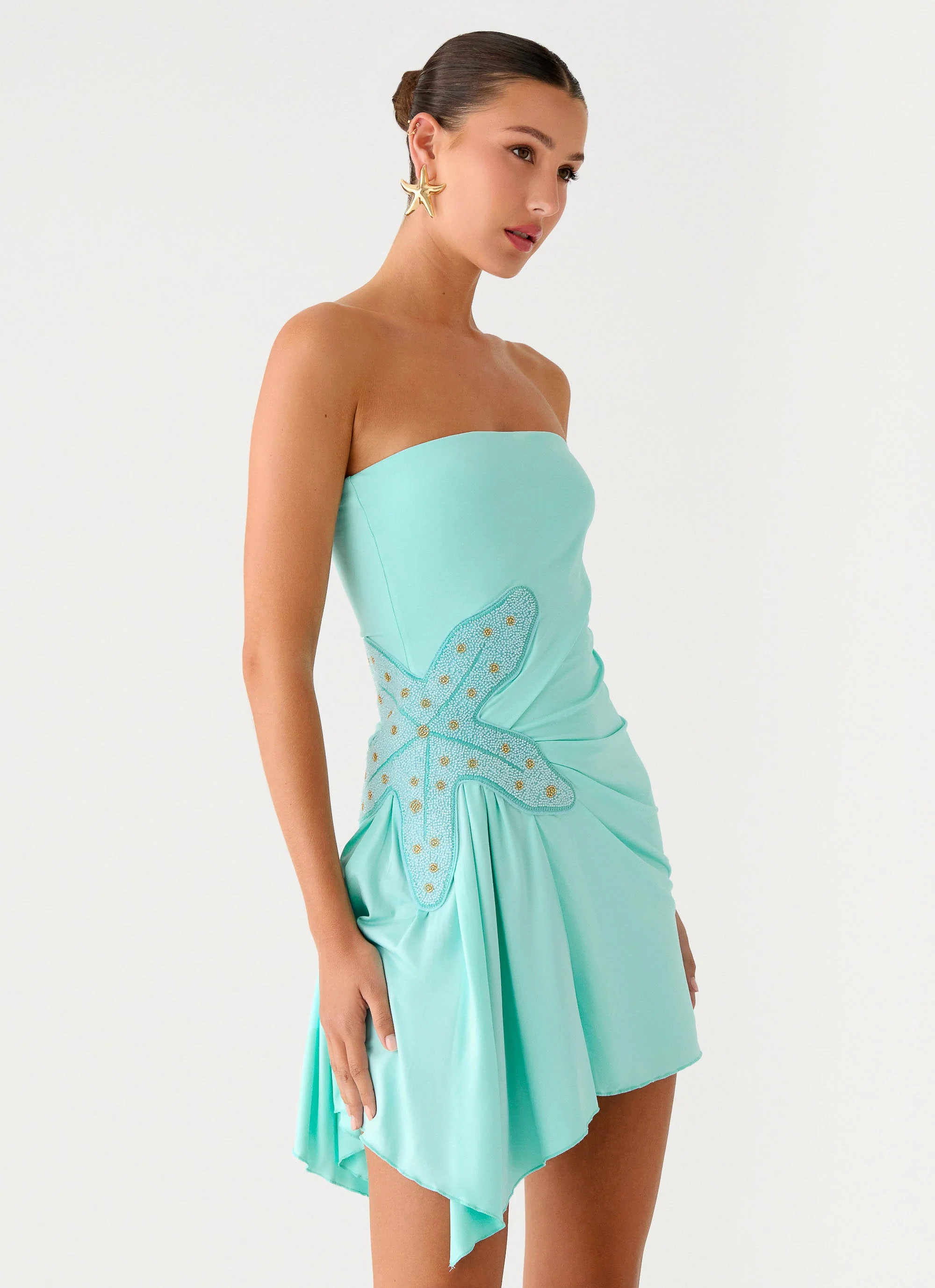 Ocean Dream Strapless Mini Dress - Turquoise - Image 5