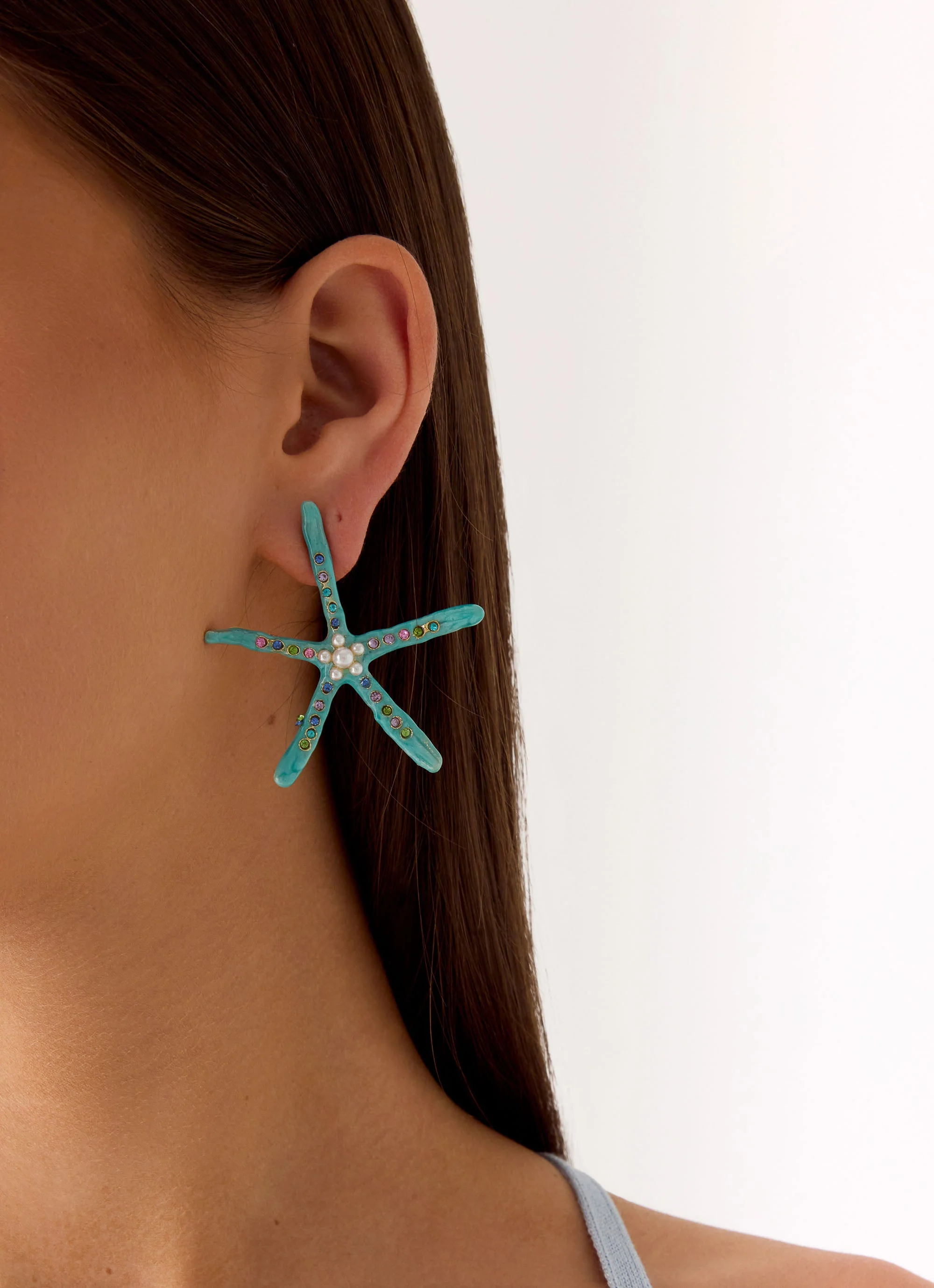 Ocean Glint Earrings - Blue - Image 2