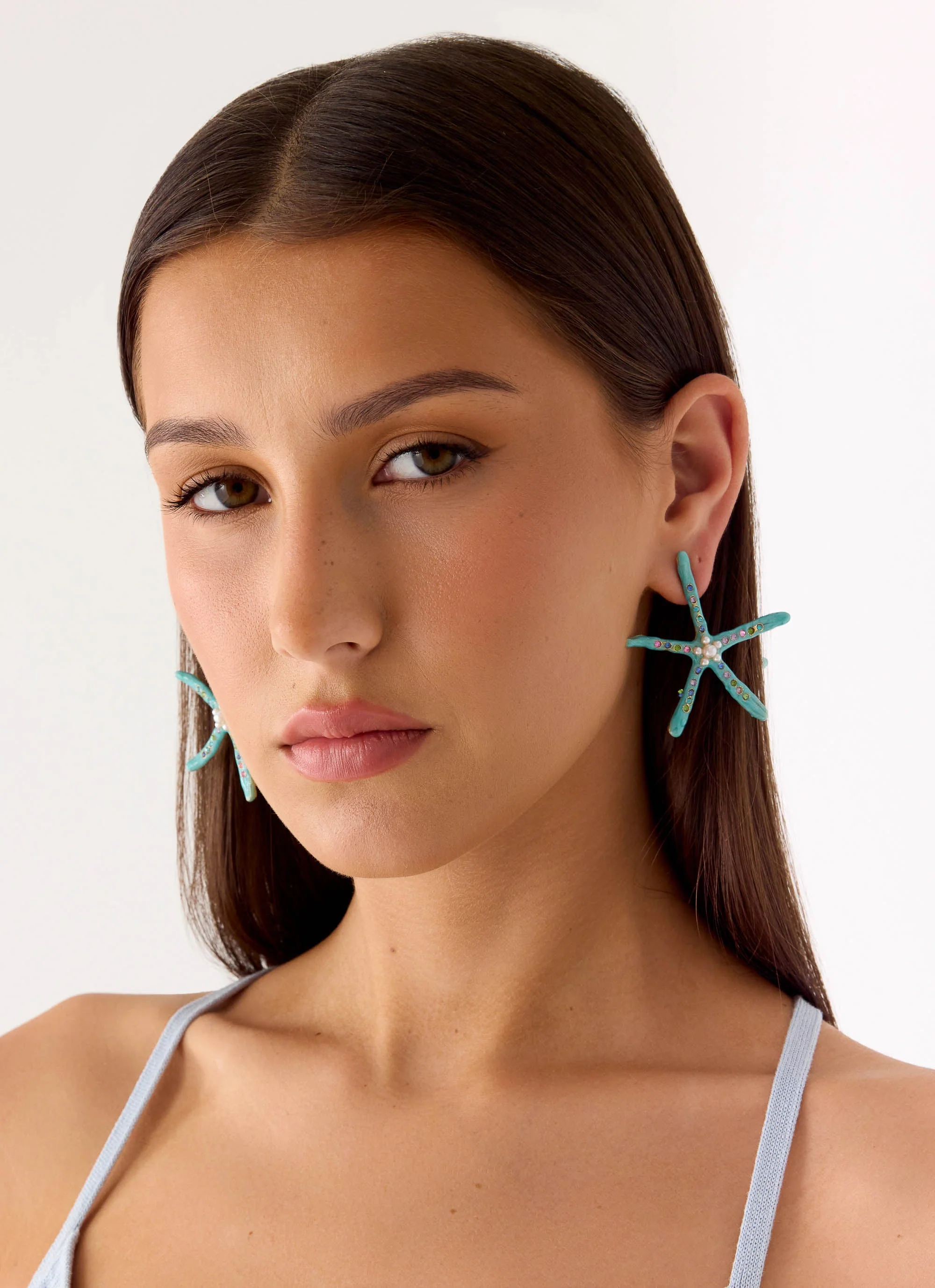 Ocean Glint Earrings - Blue - Image 4