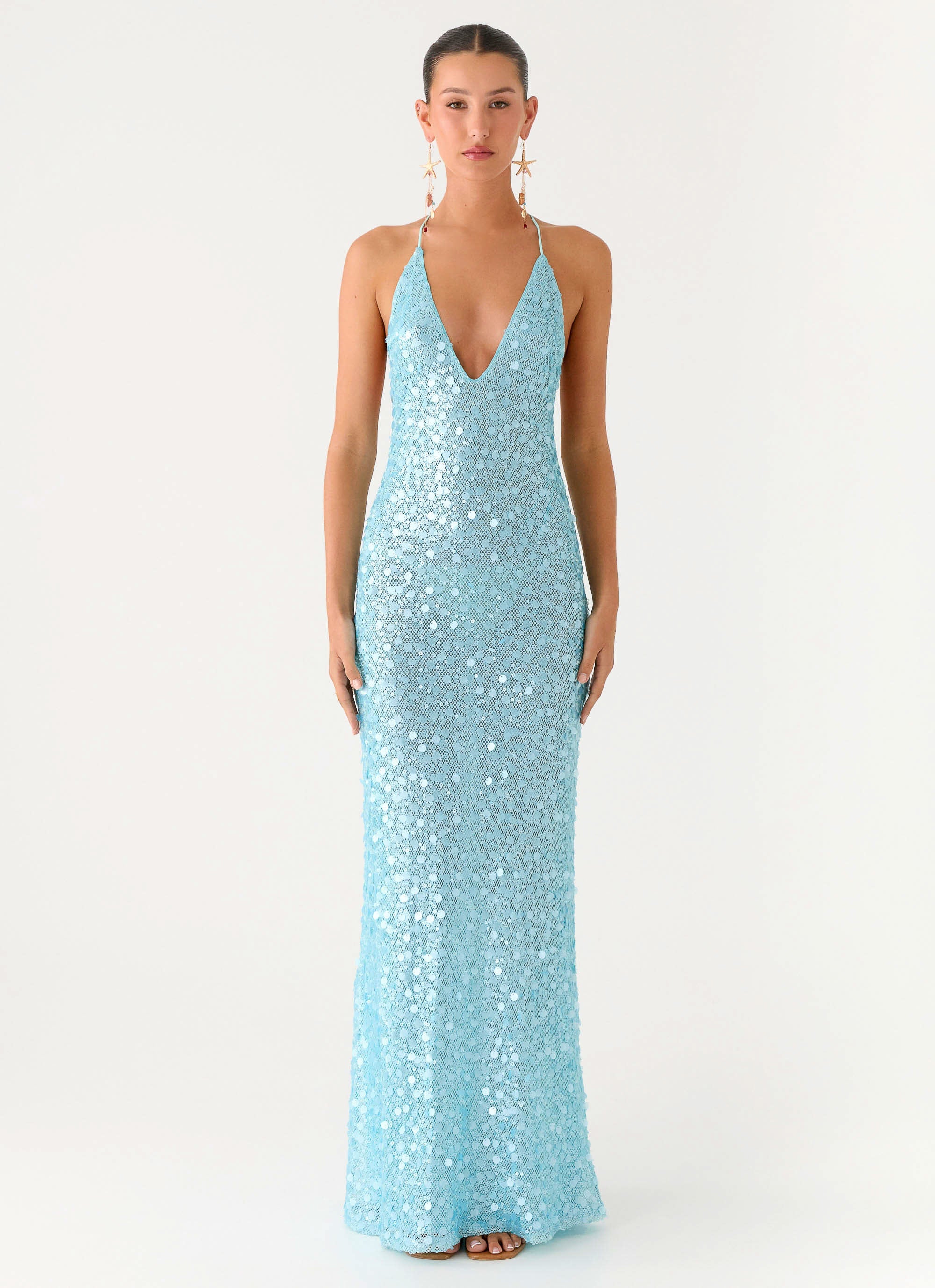 Ocean Views Sequin Maxi Dress - Blue - Image 4