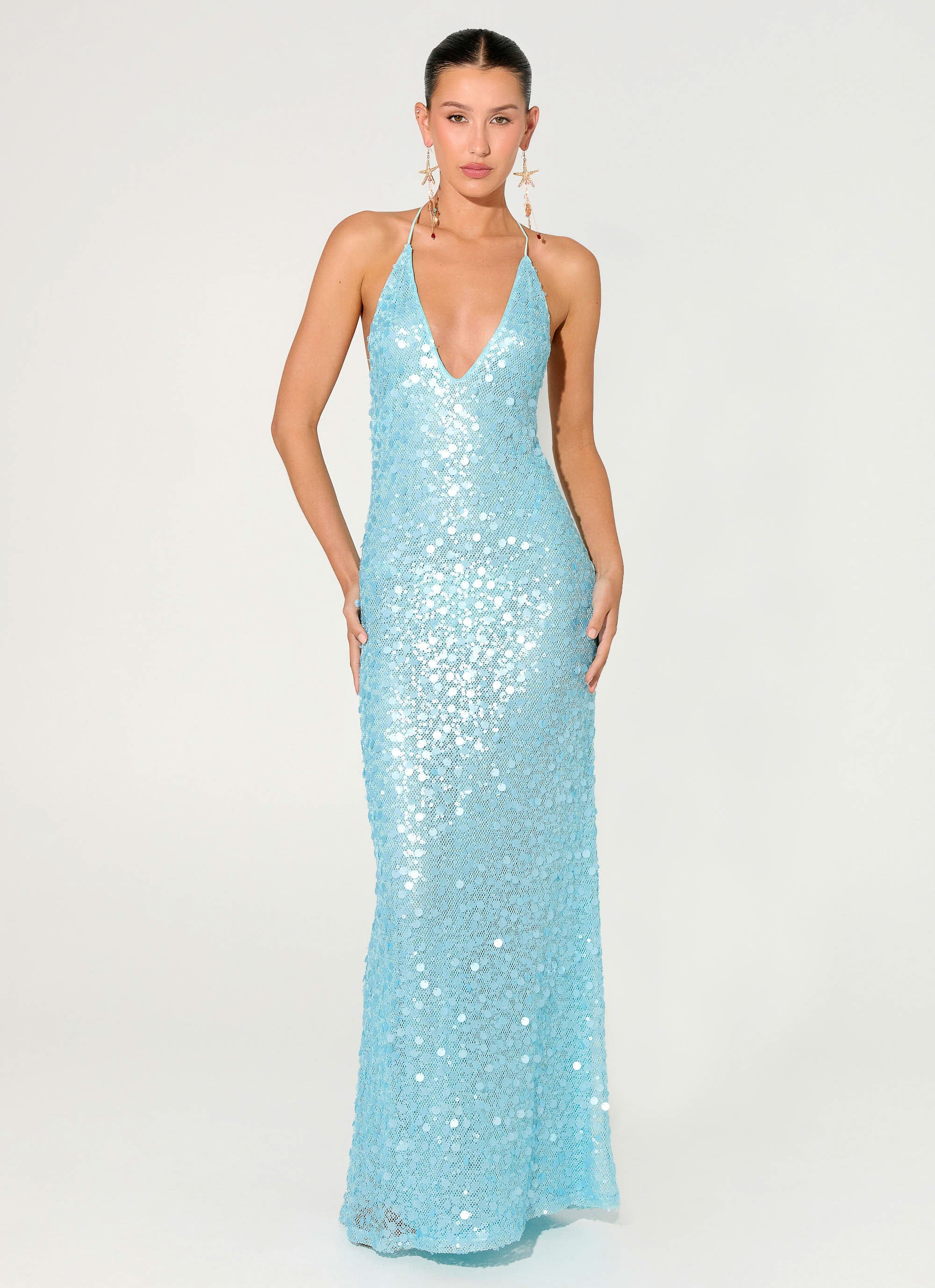 Ocean Views Sequin Maxi Dress - Blue - Image 7