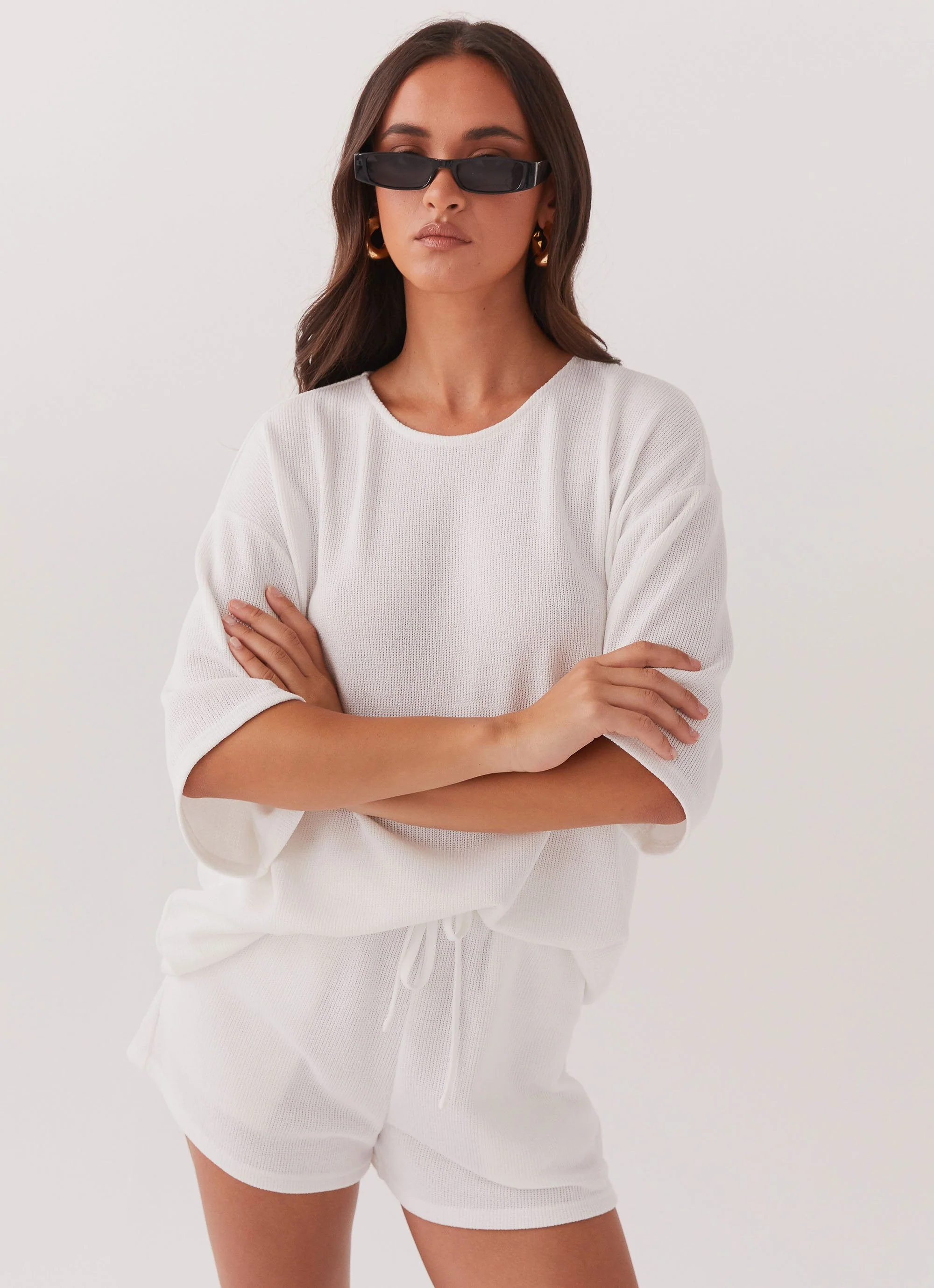Ocean Waves Oversized Knit Tee - White - Image 6