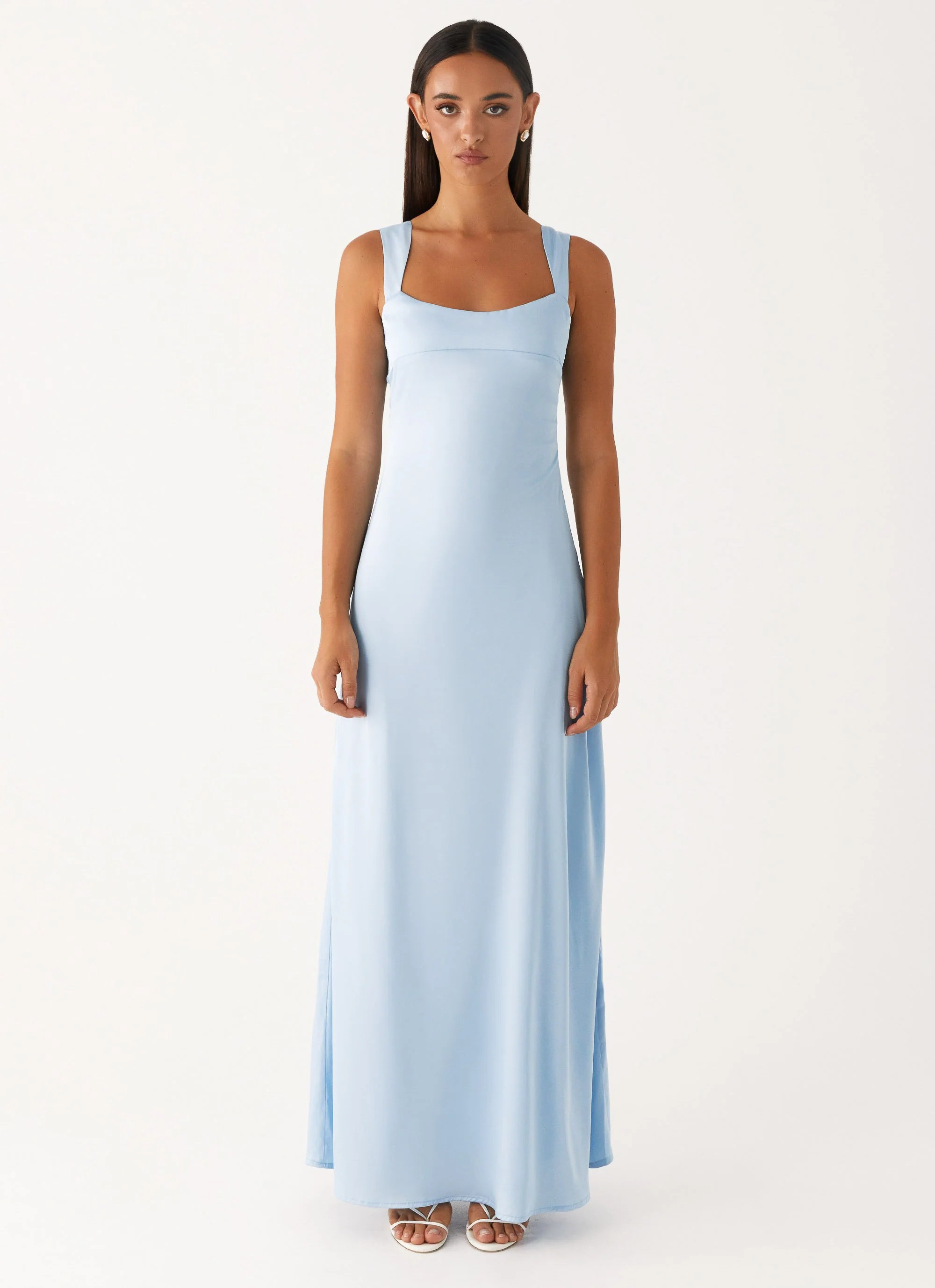 Odette Satin Maxi Dress - Blue - Image 2