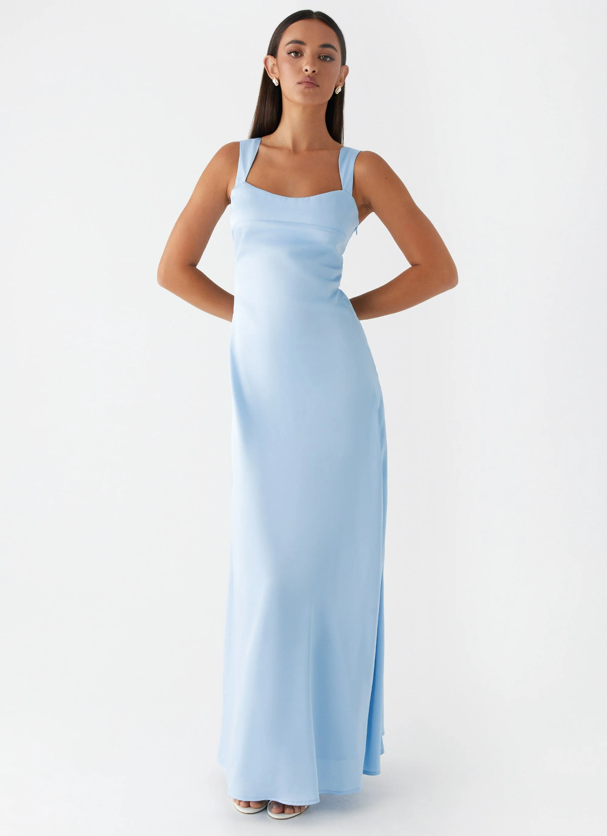 Odette Satin Maxi Dress - Blue - Image 5