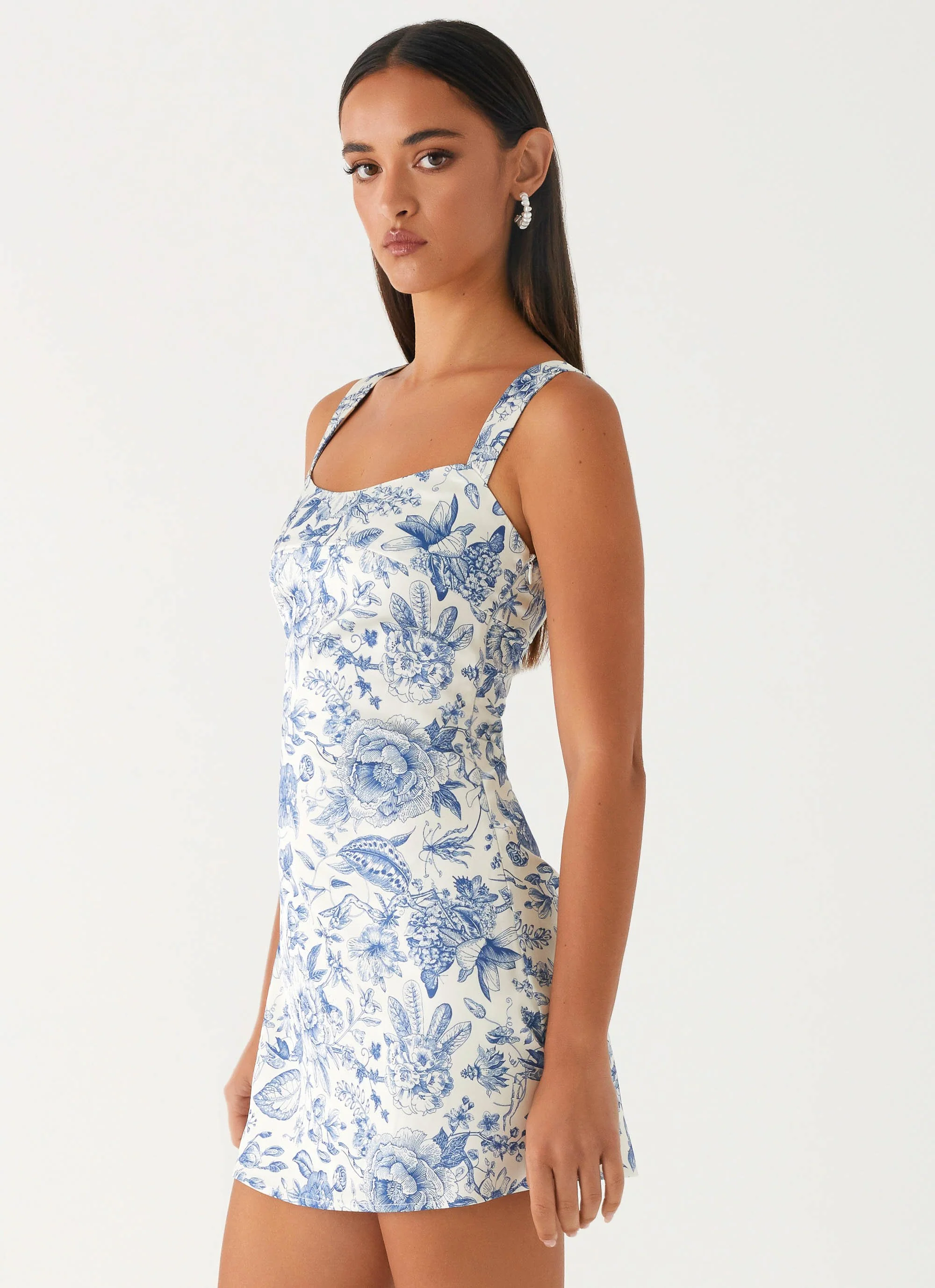 Odette Satin Mini Dress - Blue Paisley - Image 2