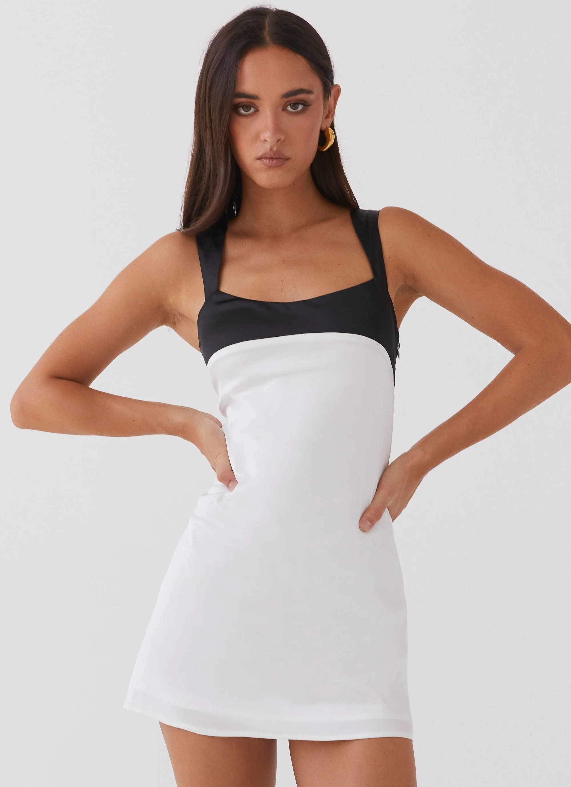 Odette Satin Mini Dress - Noir Pearl - Image 3