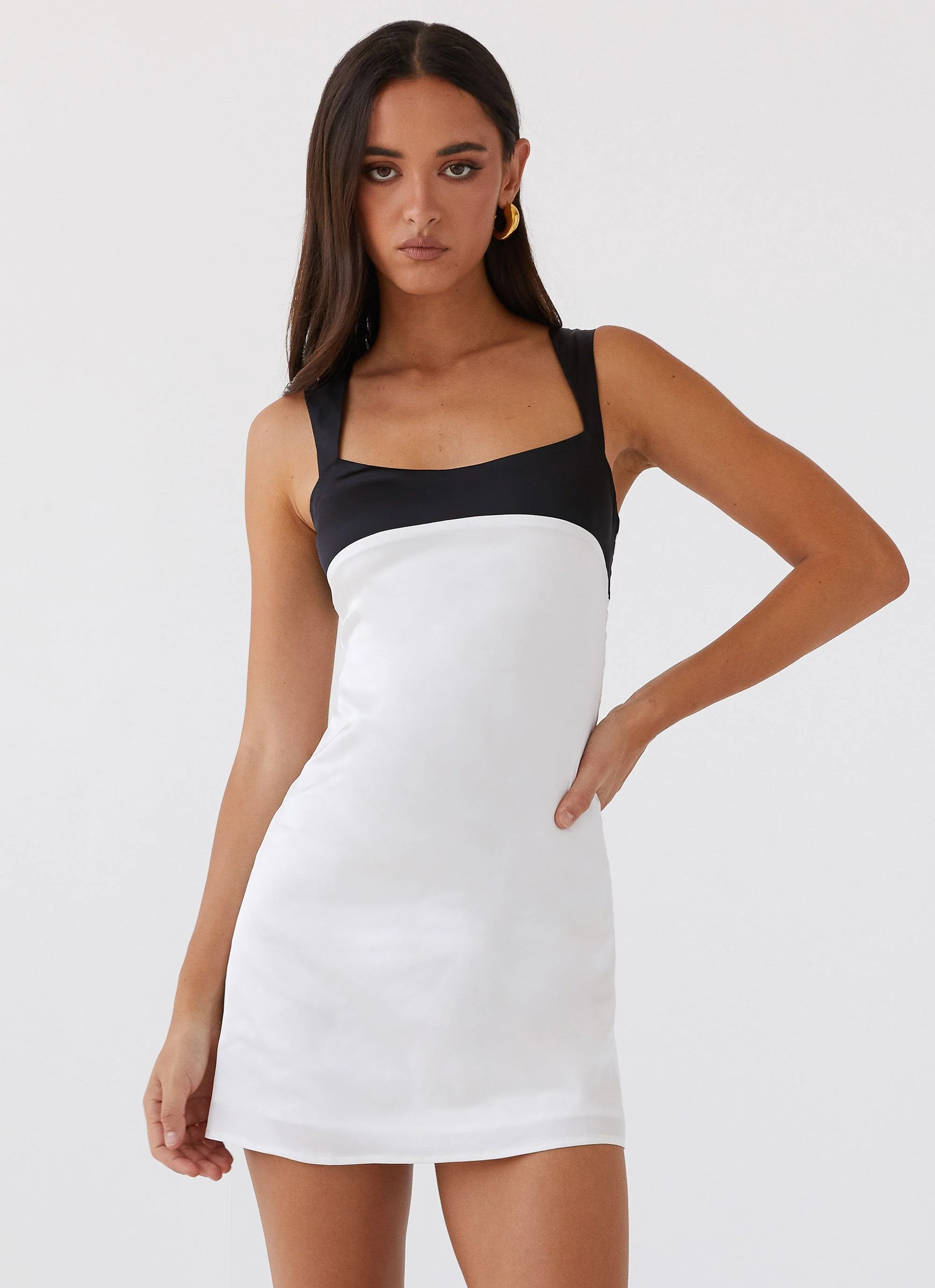 Odette Satin Mini Dress - Noir Pearl - Image 6