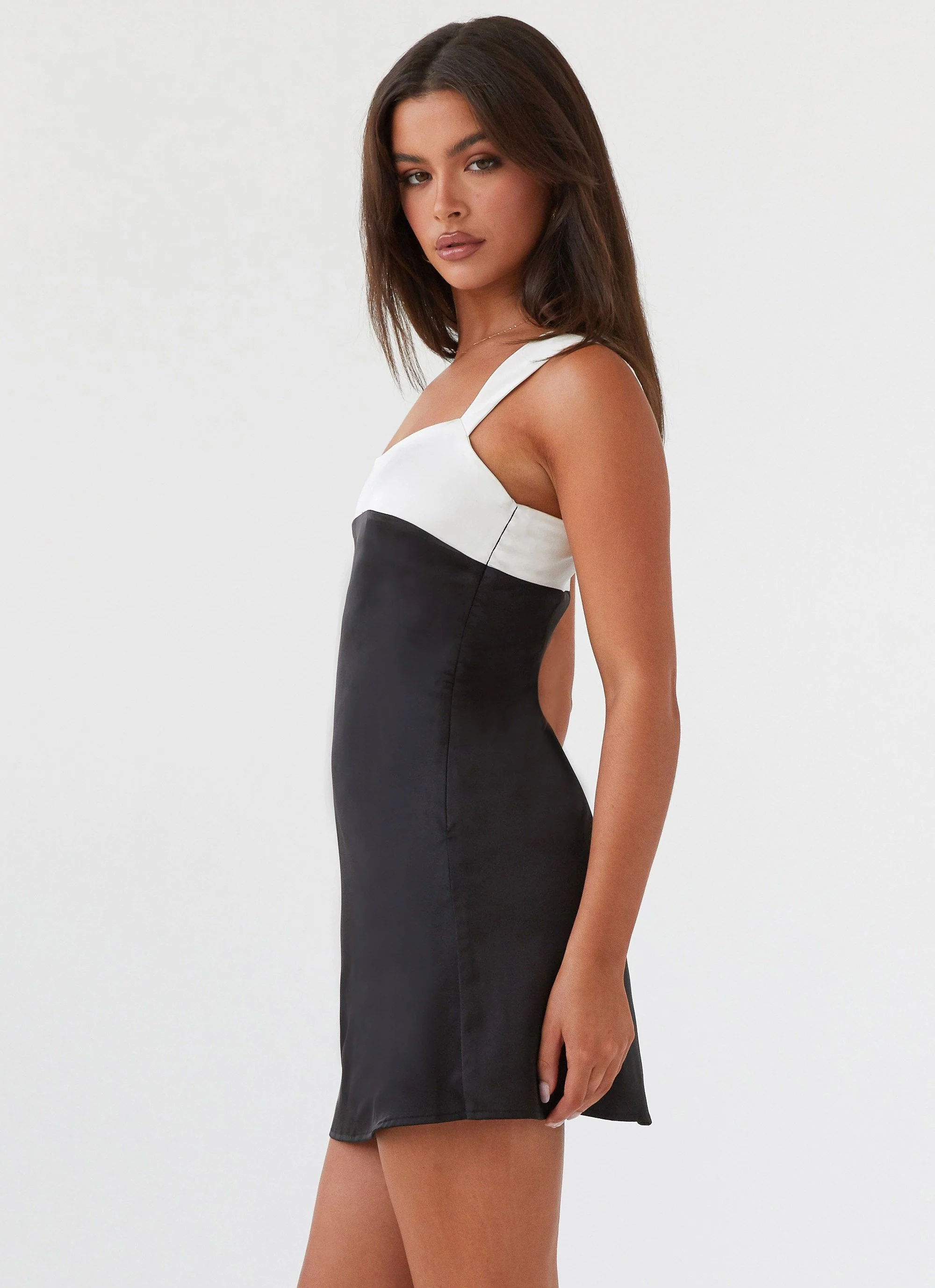 Odette Satin Mini Dress - Onyx - Image 3