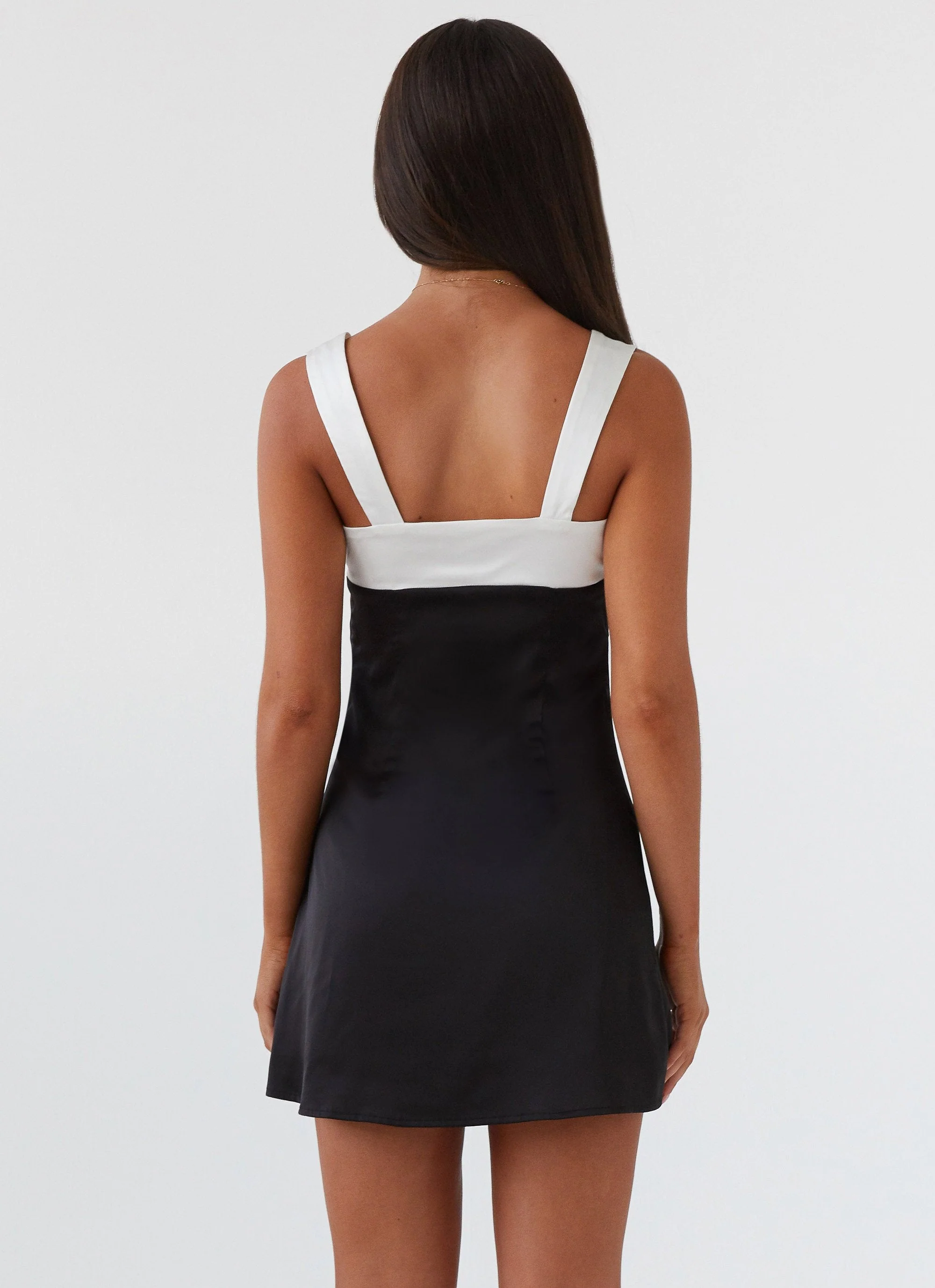 Odette Satin Mini Dress - Onyx - Image 4