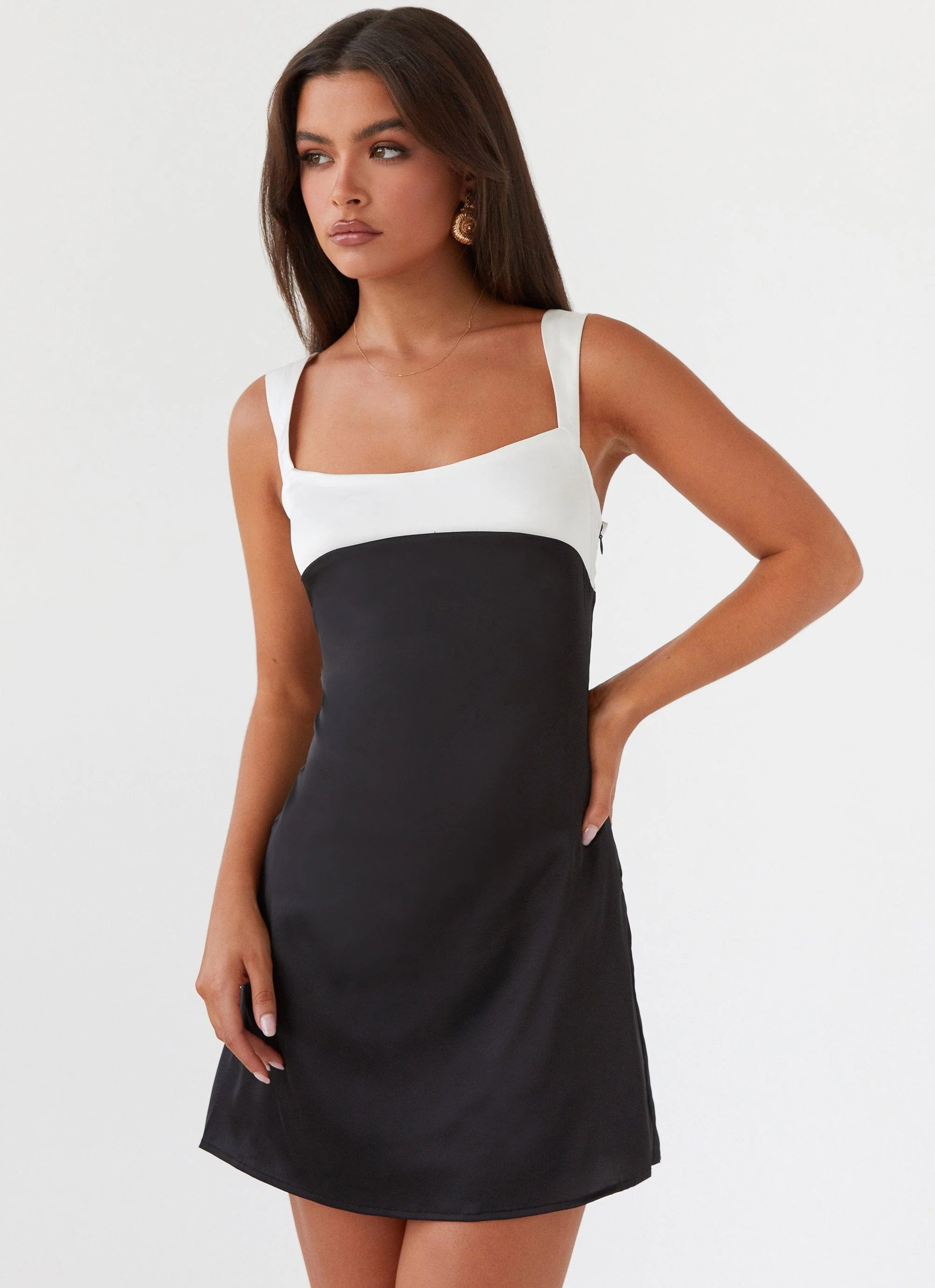 Odette Satin Mini Dress - Onyx - Image 5