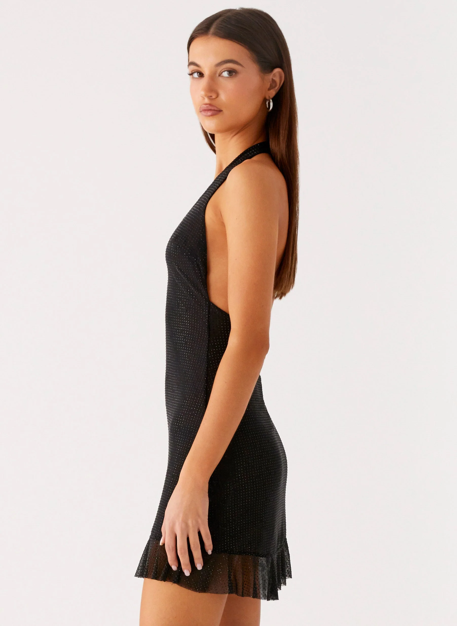 Odrella Sequin Mini Dress - Black - Image 2