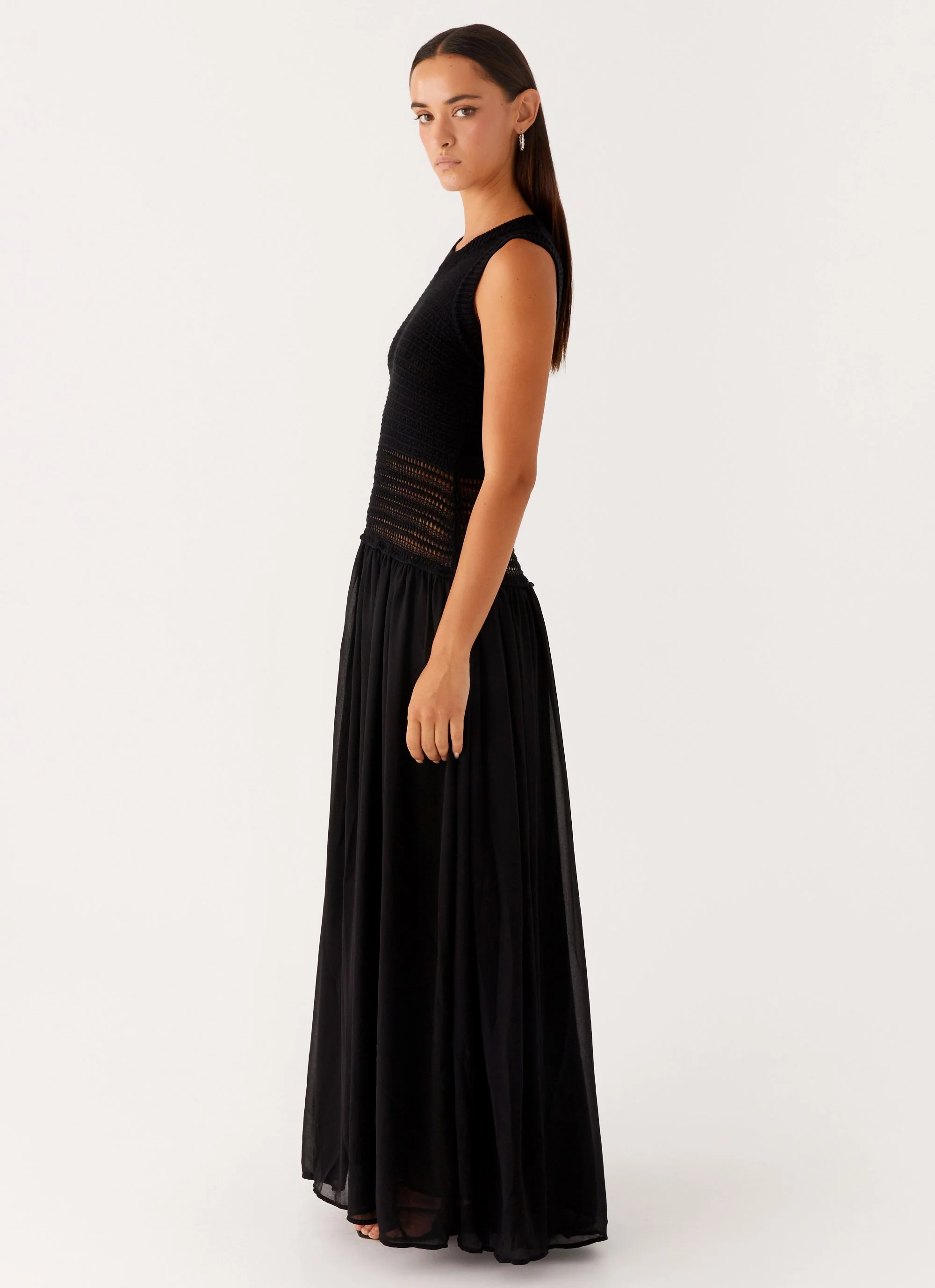 Off Grid Crochet Maxi Dress - Black - Image 3