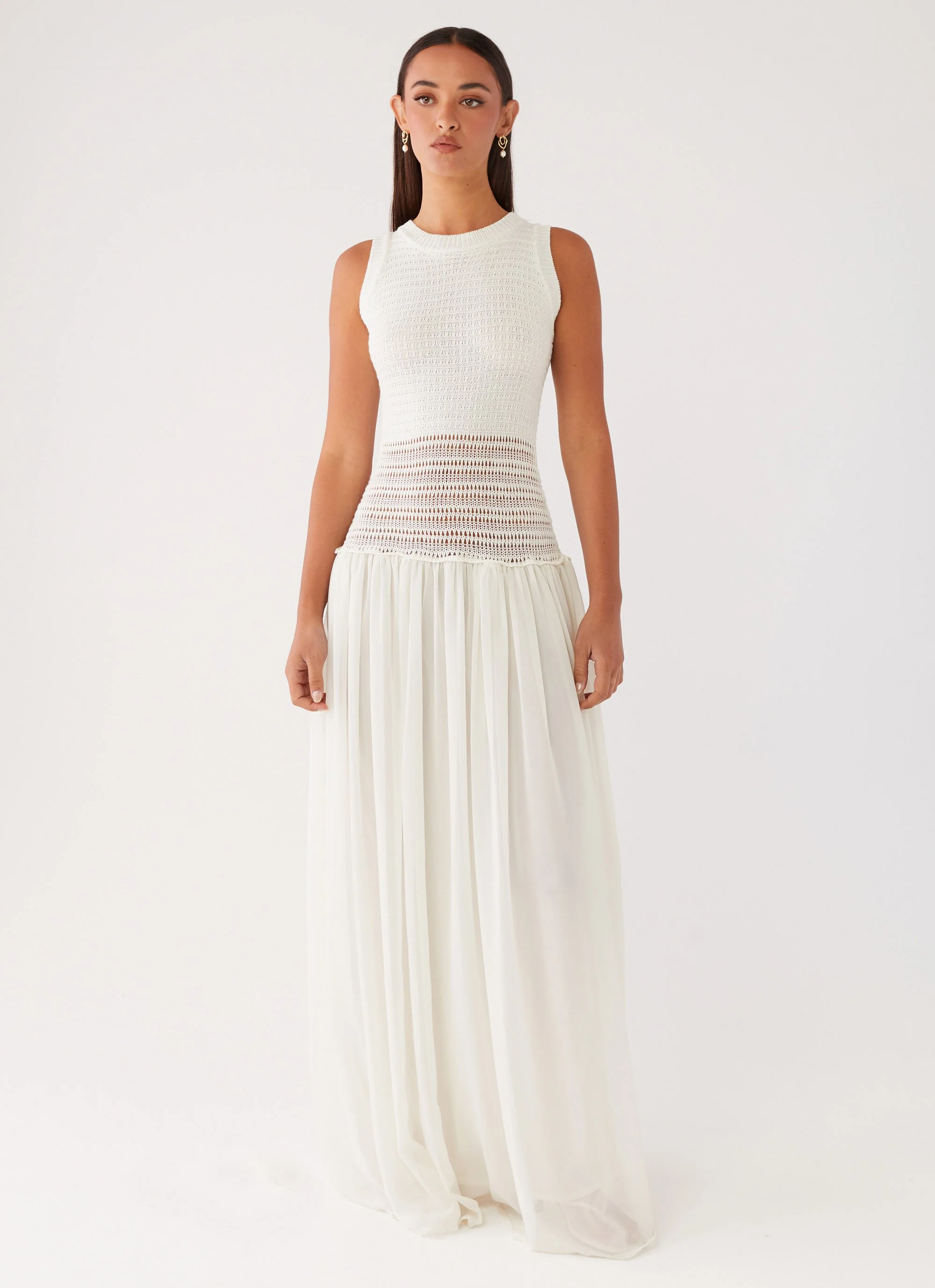 Off Grid Crochet Maxi Dress - White - Image 3