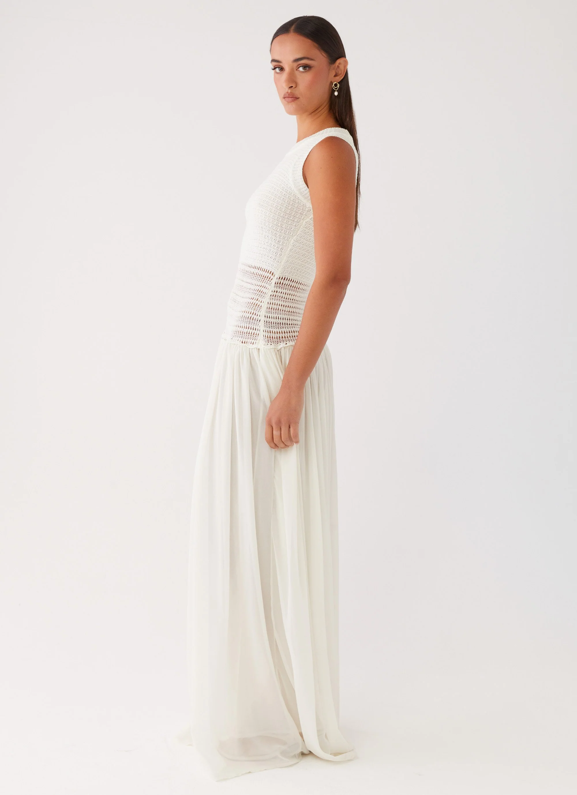 Off Grid Crochet Maxi Dress - White - Image 4