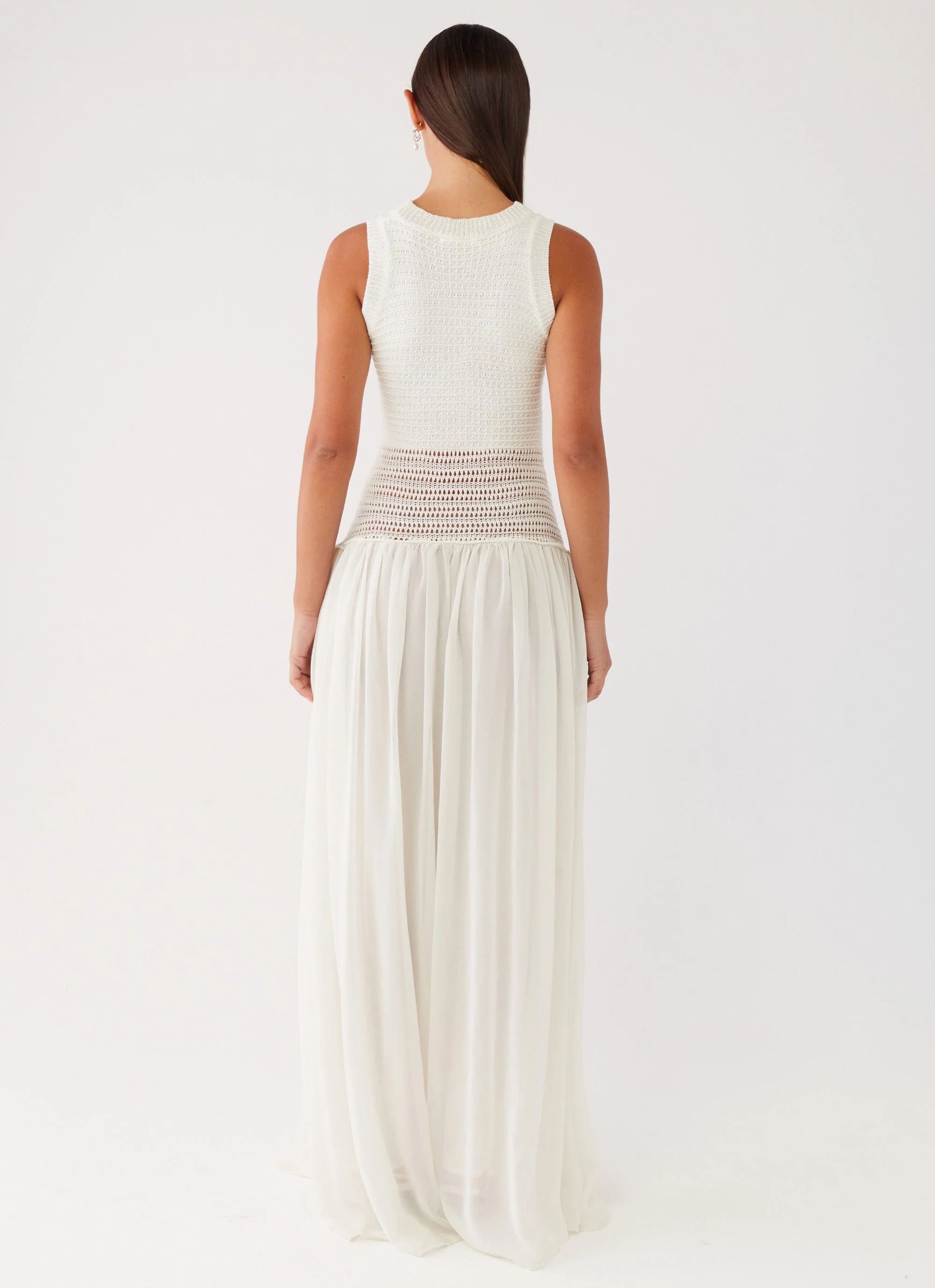 Off Grid Crochet Maxi Dress - White - Image 5